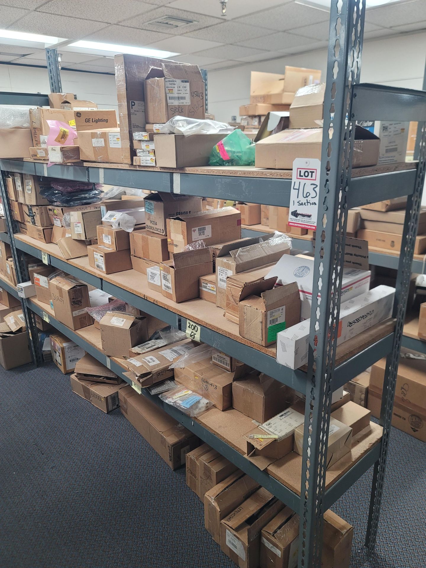 LOT - 8' SHELF UNIT W/ CONTENTS OF APPLIANCE REPLACEMENT PARTS