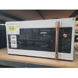 CAFE 30" OVER-THE-RANGE CONVECTION MICROWAVE OVEN IN WHITE W/ BRONZE HANDLE, 1.7 CU. FT. CAPACITY,