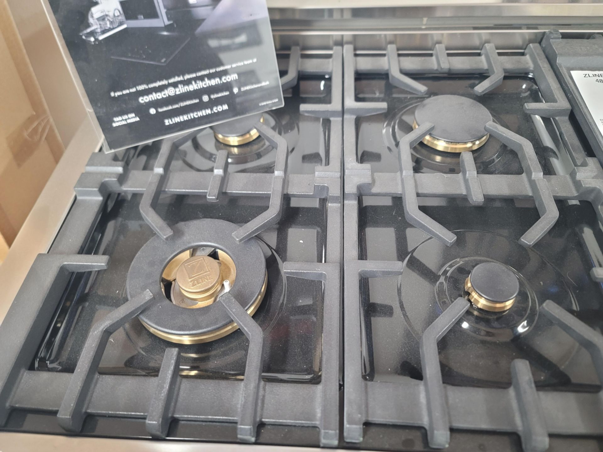 ZLINE AUTOGRAPH EDITION 48" FREESTANDING DUAL FUEL RANGE IN WHITE MATTE & BRASS, W/ (7) BURNERS, - Image 2 of 6