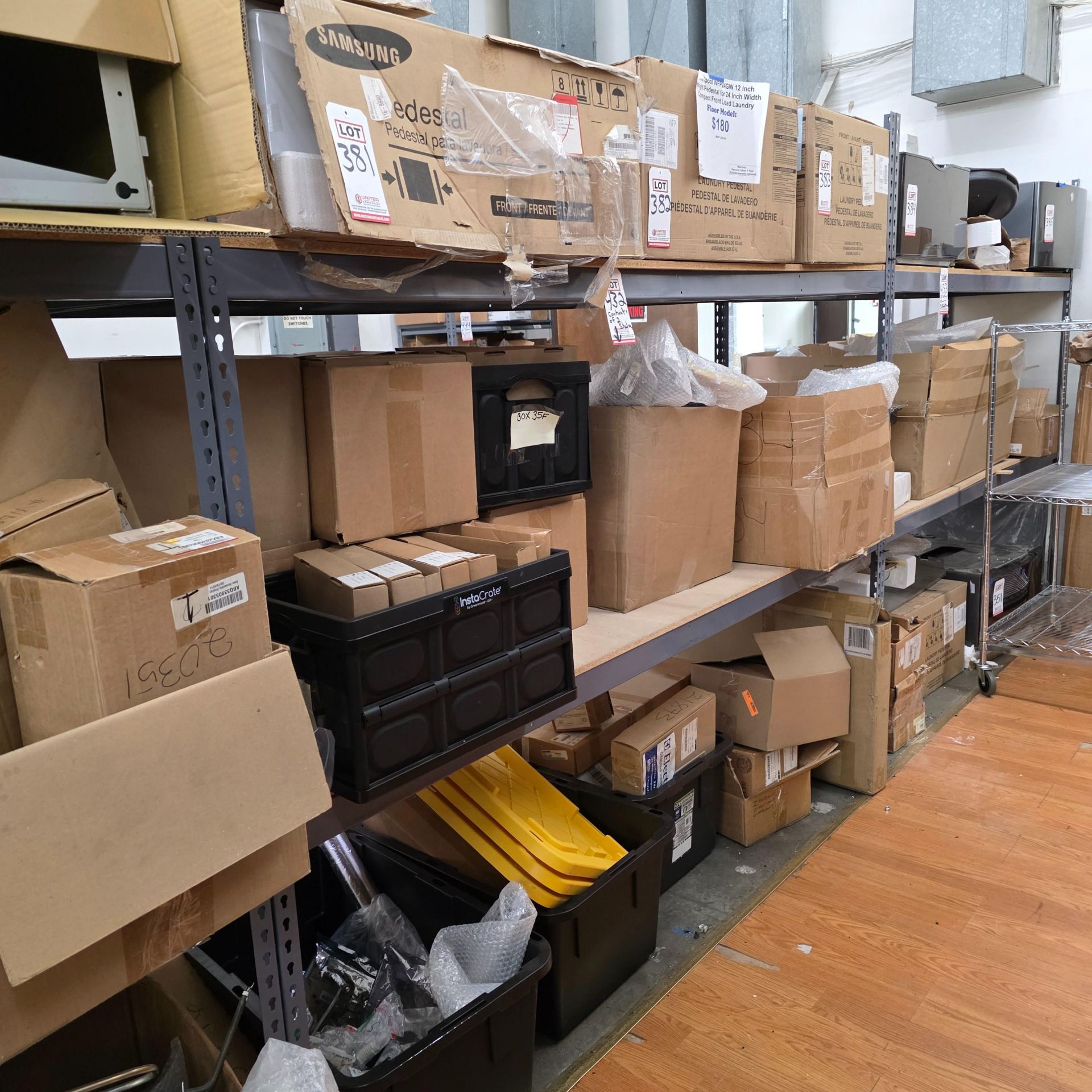 LOT - (3) SHELF UNITS, 8' X 2' X 7' HT, CONTENTS NOT INCLUDED, (DELAYED PICKUP UNTIL WEDNESDAY, - Image 2 of 3