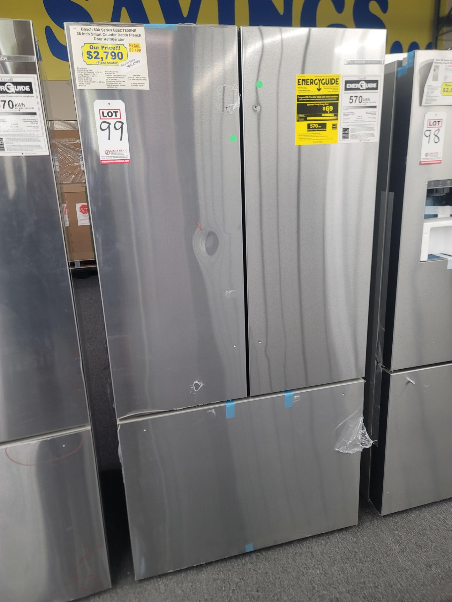 BOSCH 800 SERIES 36" SMART COUNTER DEPTH FRENCH DOOR 15 CU. FT. REFRIGERATOR / 6.0 CU. FT. FREEZER /