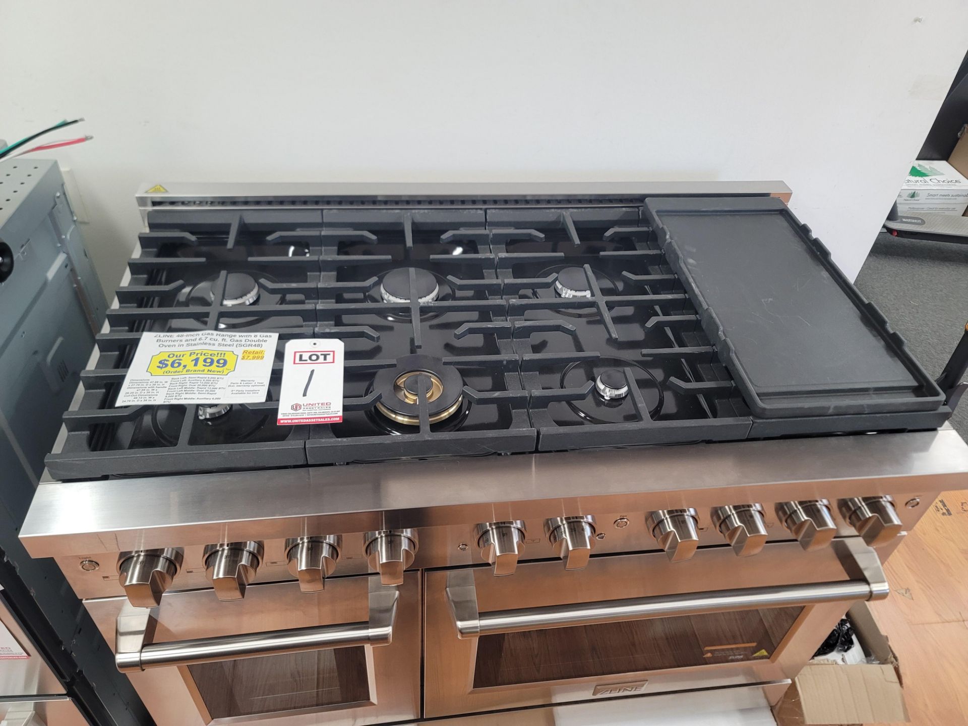 ZLINE 48" GAS RANGE W/ (8) GAS BURNERS AND 6.7 CU. FT. GAS DOUBLE OVEN IN STAINLESS STEEL, MODEL - Image 3 of 8