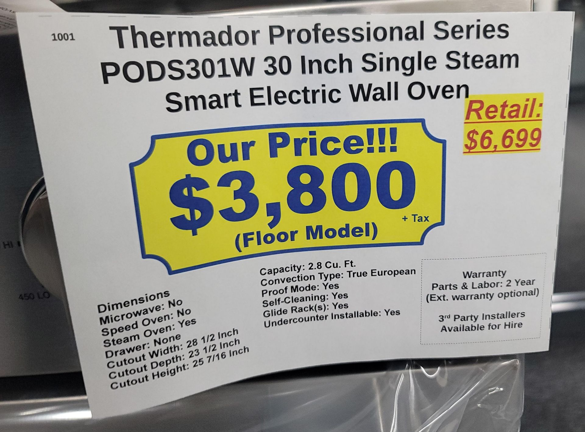 THERMADOR PROFESSIONAL SERIES 30" SINGLE STEAM SMART ELECTRIC WALL OVEN W/ 2.8 CU. FT. CAPACITY IN - Image 5 of 5