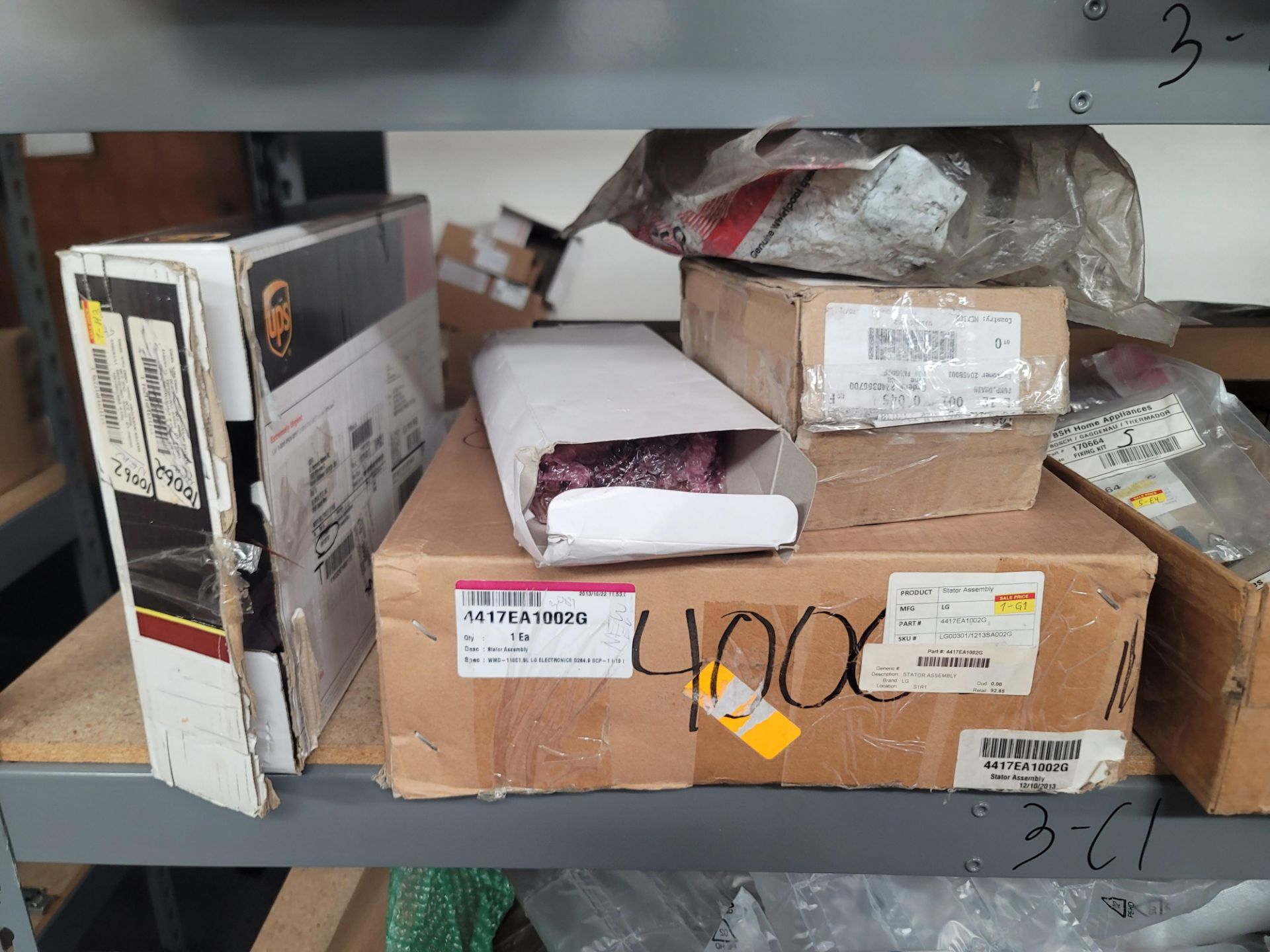 LOT - 8' SHELF UNIT W/ CONTENTS OF APPLIANCE REPLACEMENT PARTS - Image 6 of 20