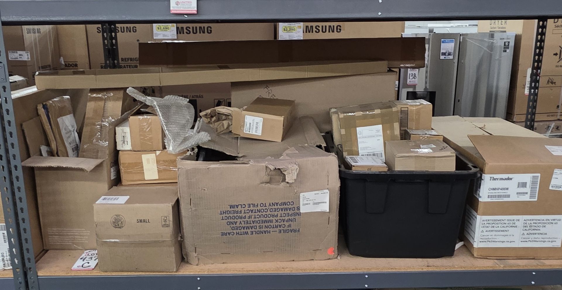 LOT - CONTENTS OF (1) 8' X 4' SHELF, TO INCLUDE APPLIANCE REPLACEMENT PARTS