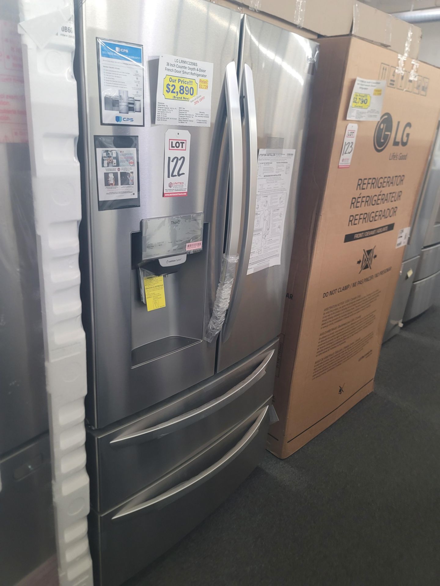 LG 36" SMART COUNTER DEPTH 4-DOOR FRENCH DOOR 14.8 CU. FT. REFRIGERATOR / 7.2 CU. FT. FREEZER / 22