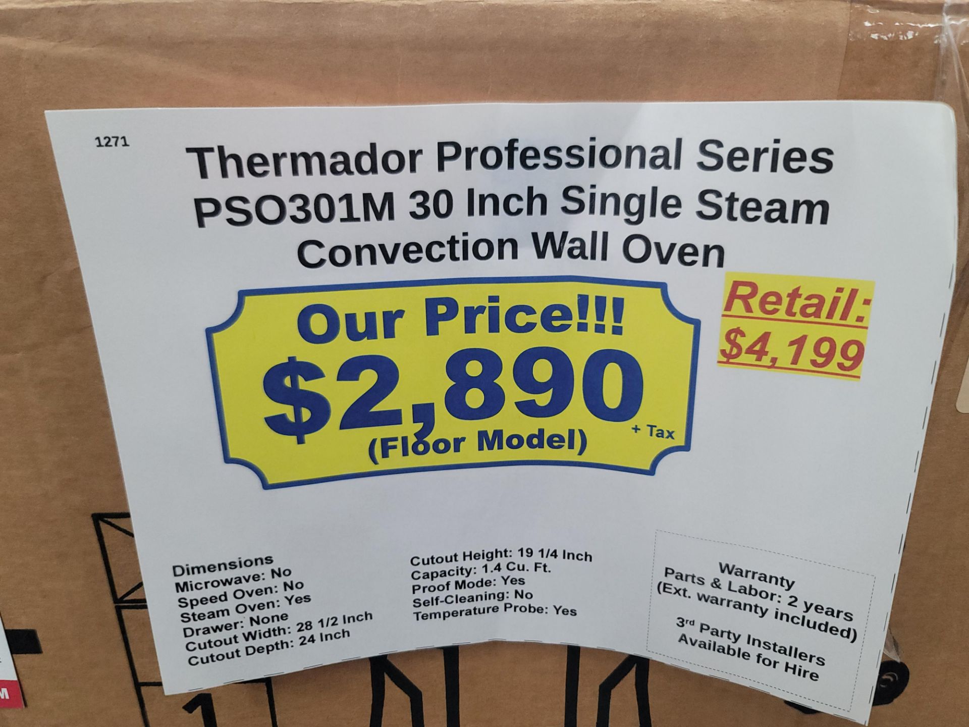 THERMADOR PROFESSIONAL SERIES 30" SINGLE STEAM CONVECTION WALL OVEN W/ 1.4 CU. FT. CAPACITY IN - Image 2 of 2