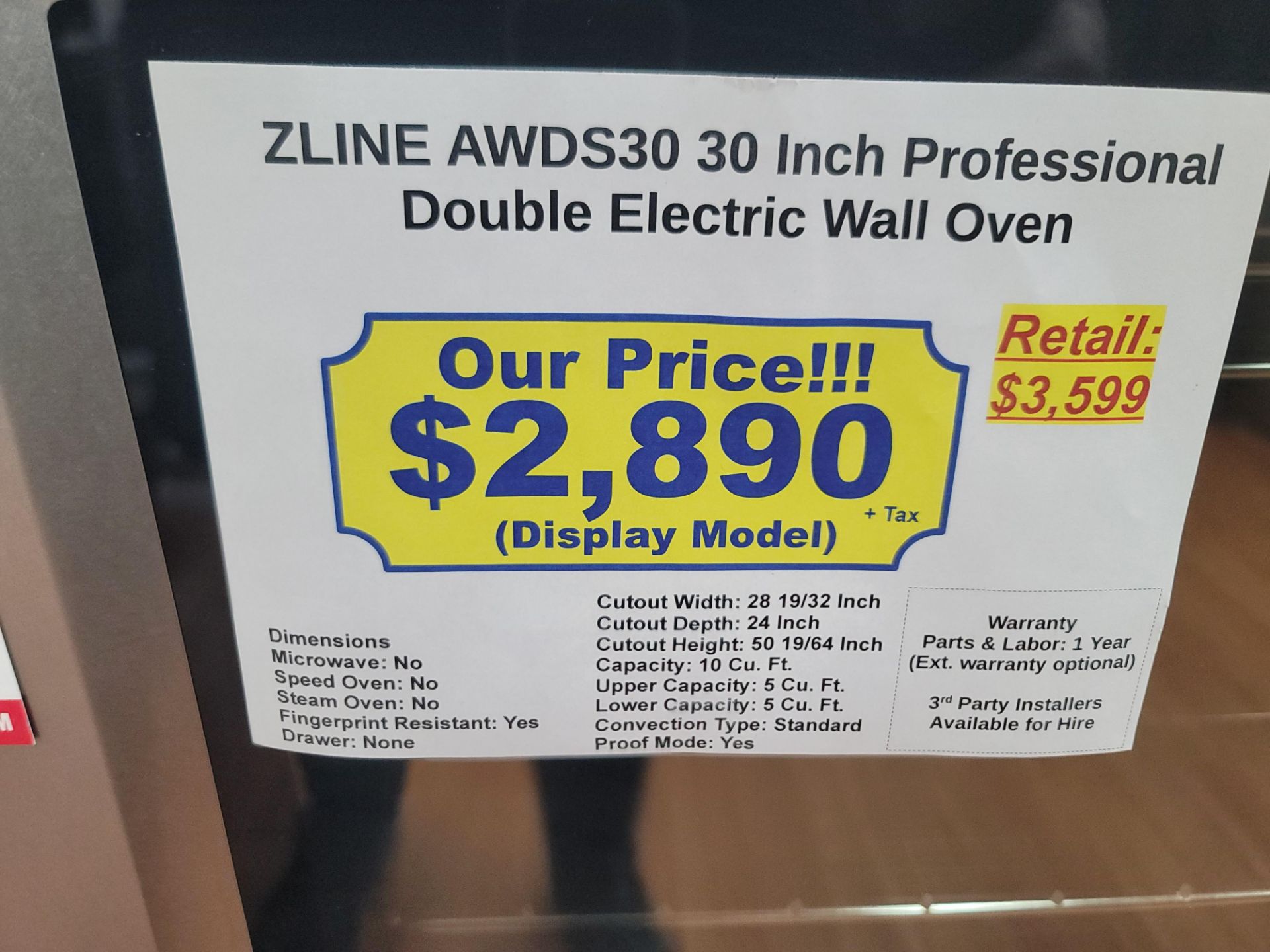 ZLINE 30" PROFESSIONAL DOUBLE ELECTRIC WALL OVEN W/ 10 CU. FT. CAPACITY IN STAINLESS STEEL, MODEL - Image 5 of 5