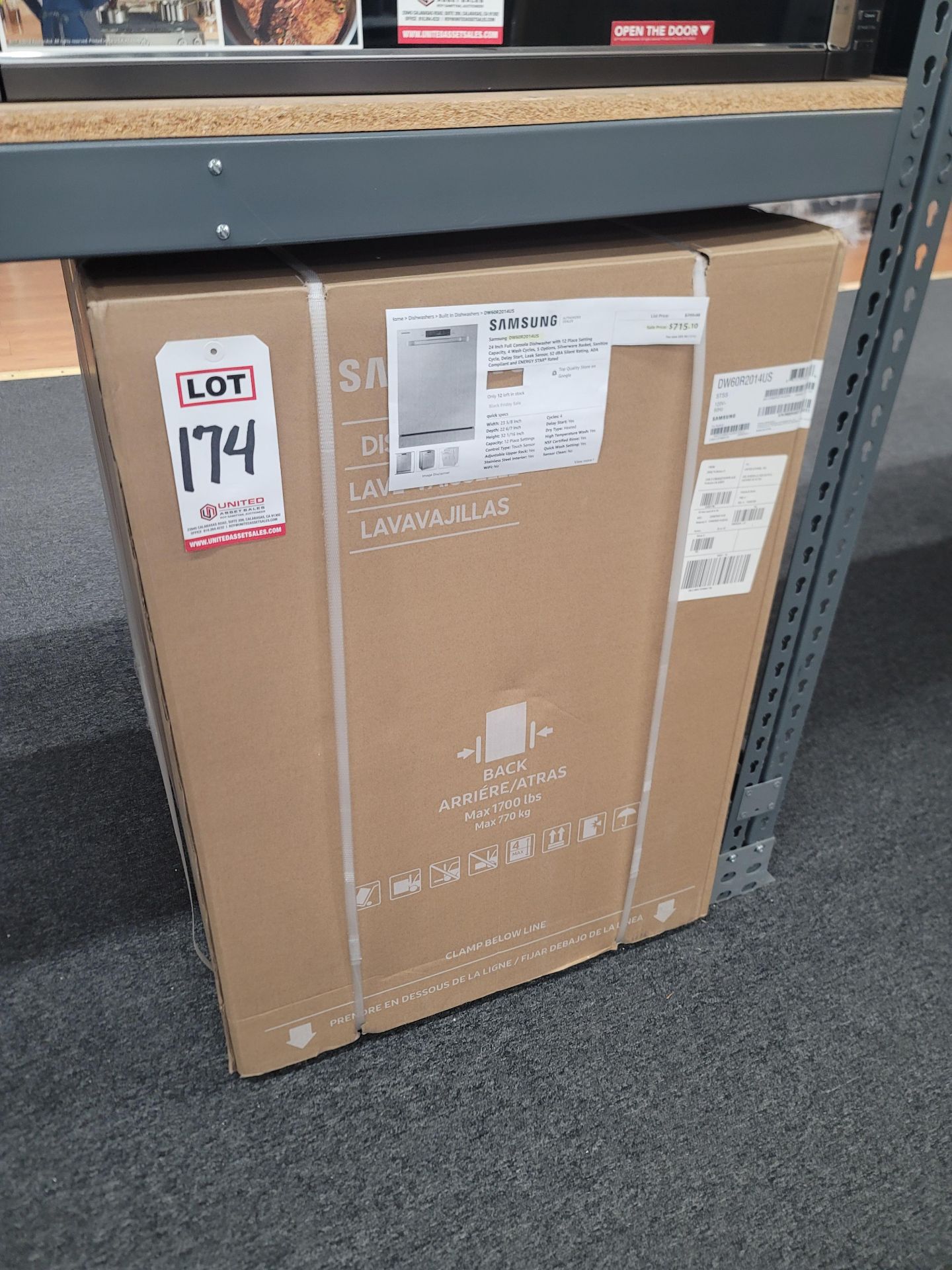 SAMSUNG 24" FULL CONSOLE DISHWASHER IN STAINLESS STEEL, MODEL DW60R2014US, UNOPENED CARTON