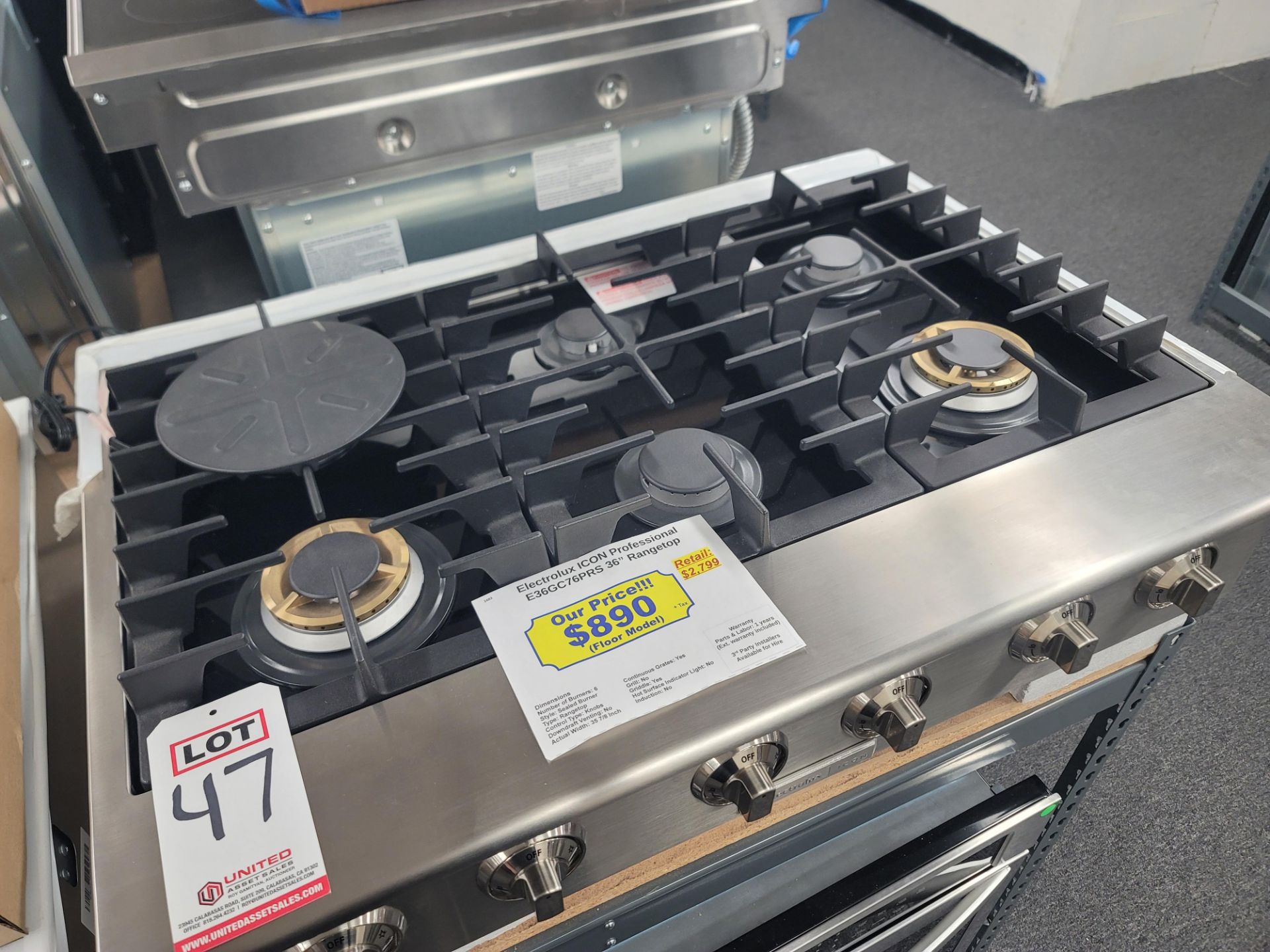 ELECTROLUX ICON PROFESSIONAL 36" GAS RANGETOP W/ (6) BURNERS IN STAINLESS STEEL, MODEL E36GC76PRS - Image 3 of 4