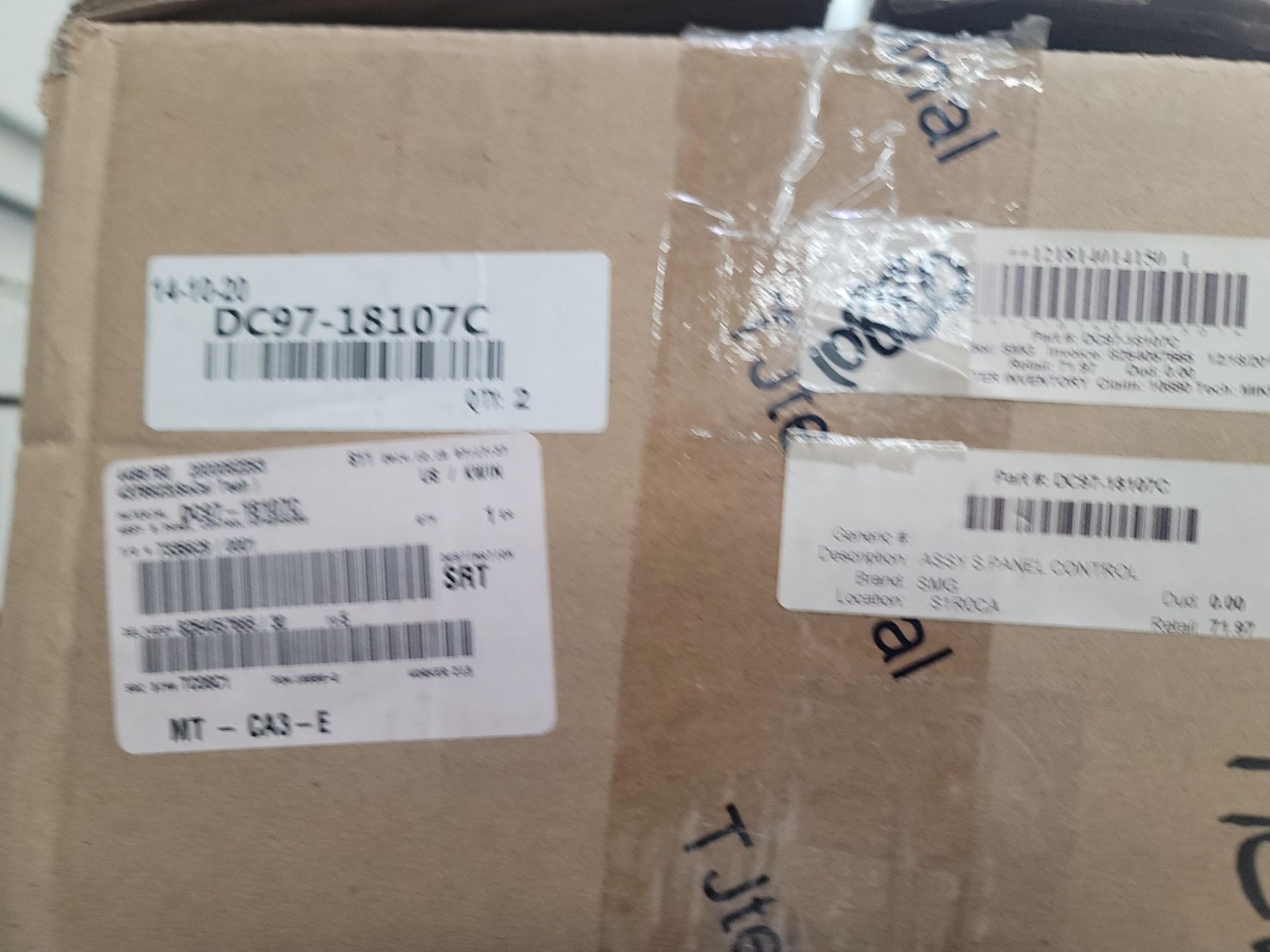 LOT - WIRE SHELF W/ CONTENTS AND LARGE BOX TO THE RIGHT TO INCLUDE APPLIANCE REPLACEMENT PARTS - Image 2 of 10