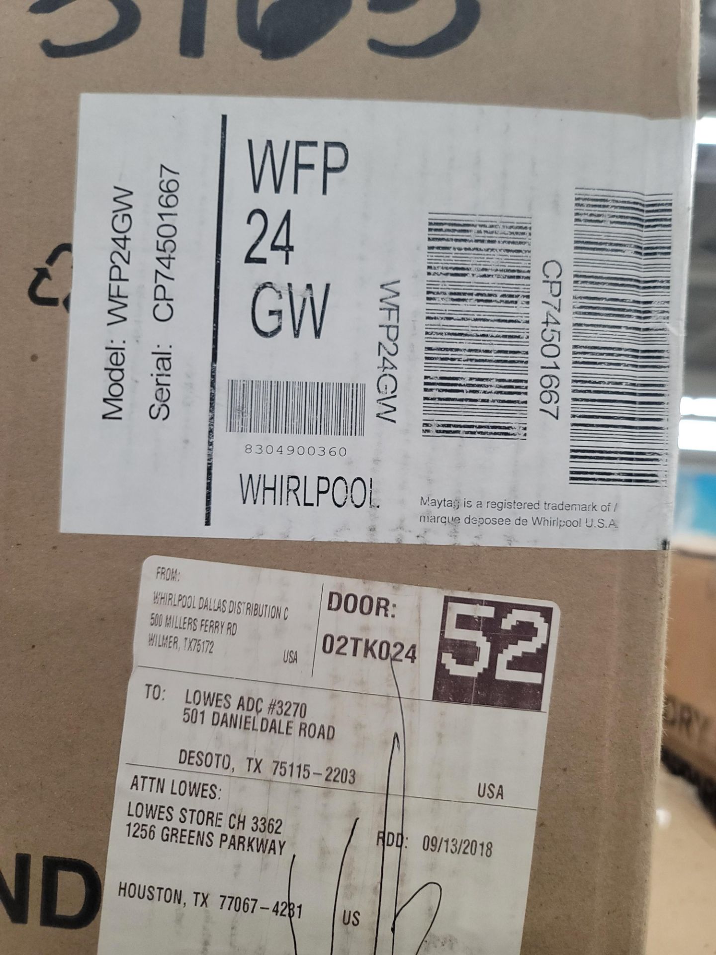WHIRLPOOL 24" LAUNDRY PEDESTAL W/ 12" HT, IN WHITE, MODEL WFP24GW, IN ORIGINAL CARTON - Image 2 of 2