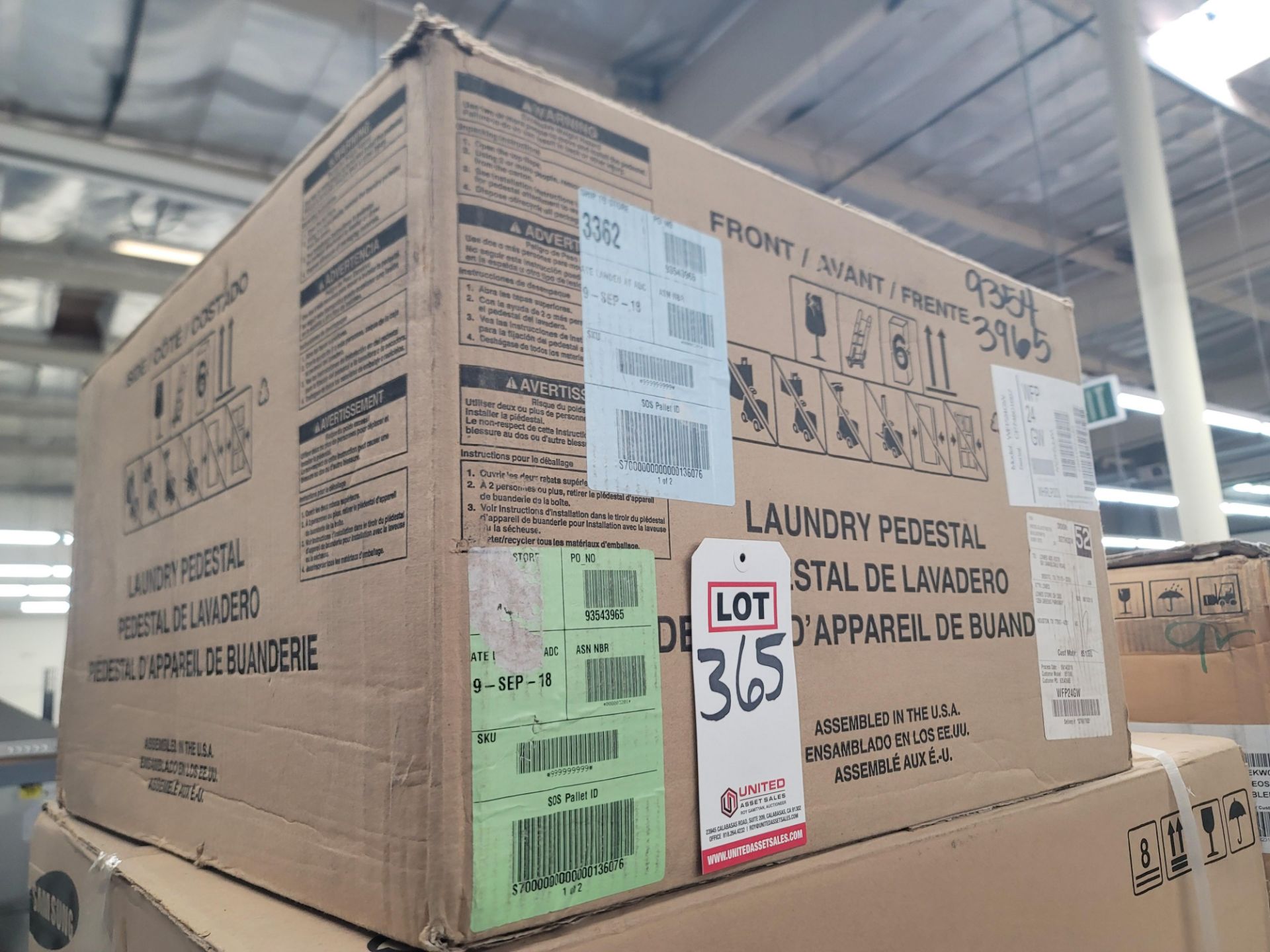 WHIRLPOOL 24" LAUNDRY PEDESTAL W/ 12" HT, IN WHITE, MODEL WFP24GW, IN ORIGINAL CARTON