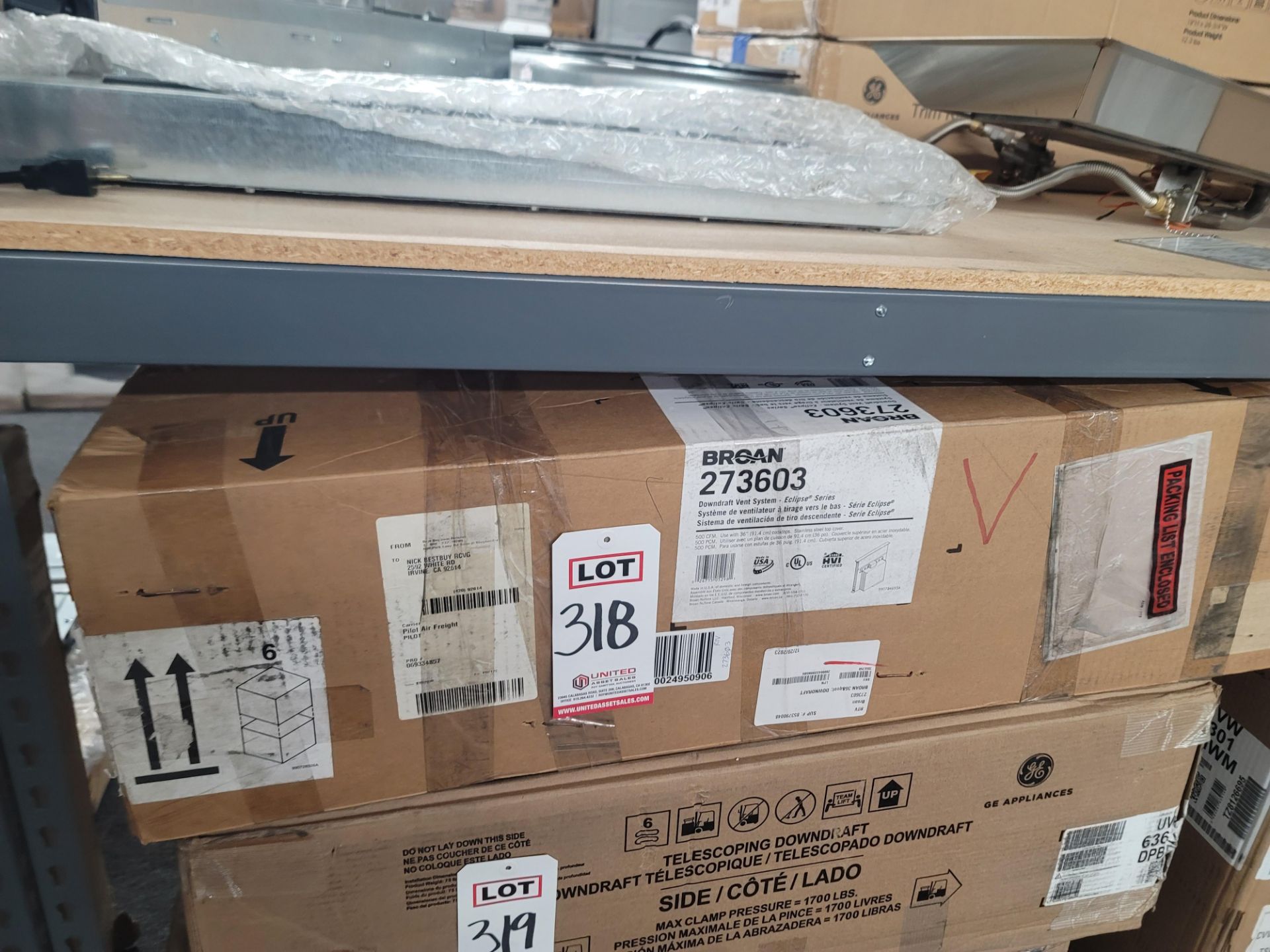 BROAN 36" ECLIPSE SERIES DOWNDRAFT VENT SYSTEM, MODEL 273603, IN ORIGINAL CARTON