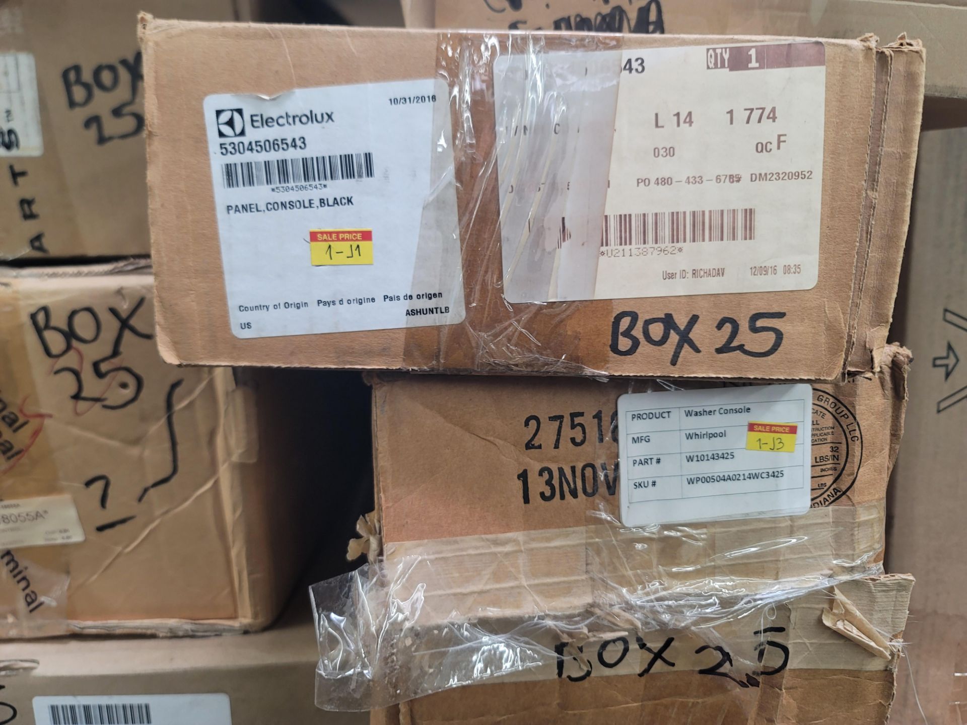 LOT - CONTENTS OF (2) 8' X 4' SHELVES, TO INCLUDE LOOSE AND BOXED APPLIANCE REPLACEMENT PARTS - Image 13 of 24