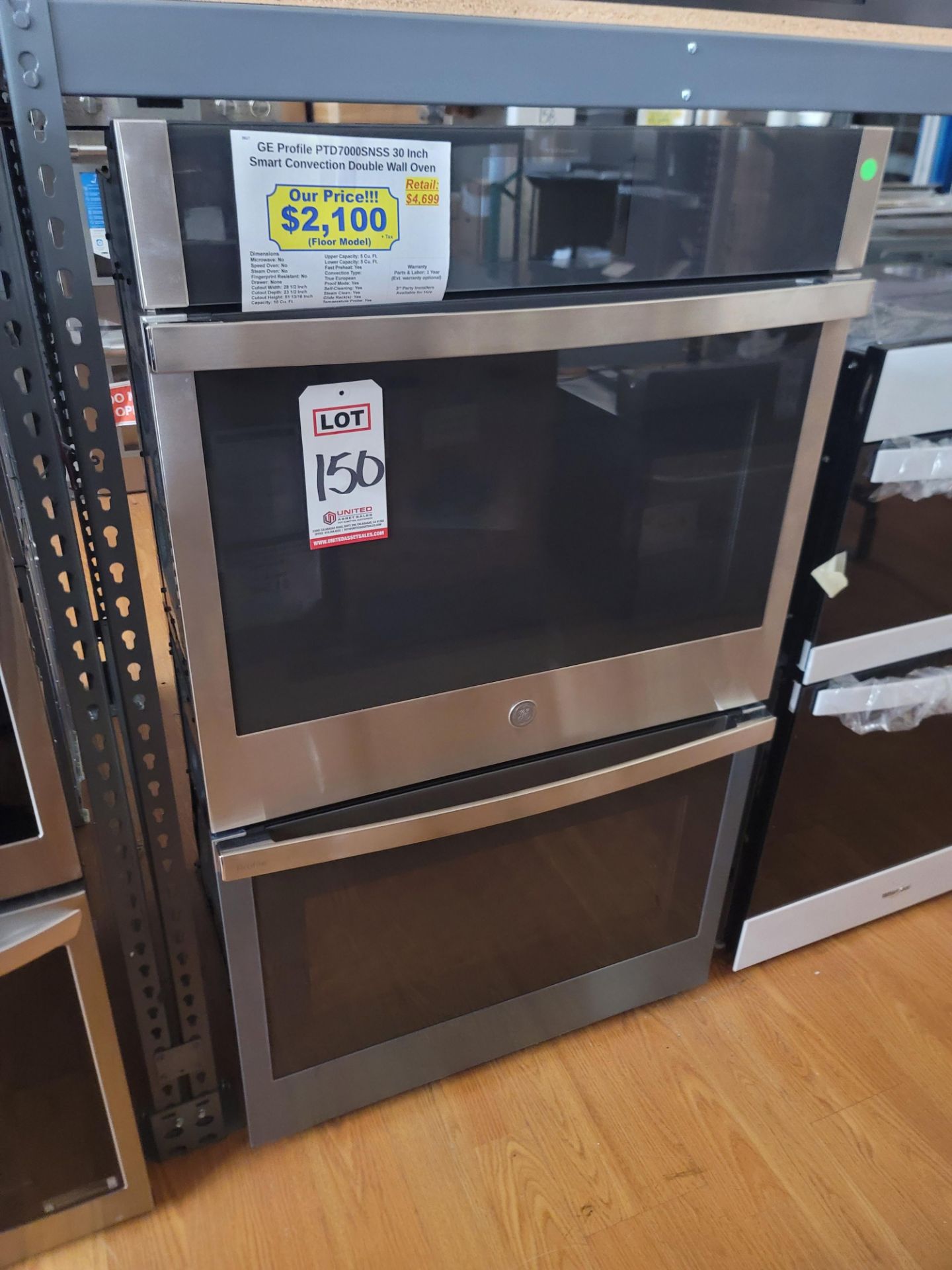 GE PROFILE 30" SMART CONVECTION DOUBLE WALL OVEN IN STAINLESS STEEL, 5.0 CU. FT. UPPER CAPACITY /