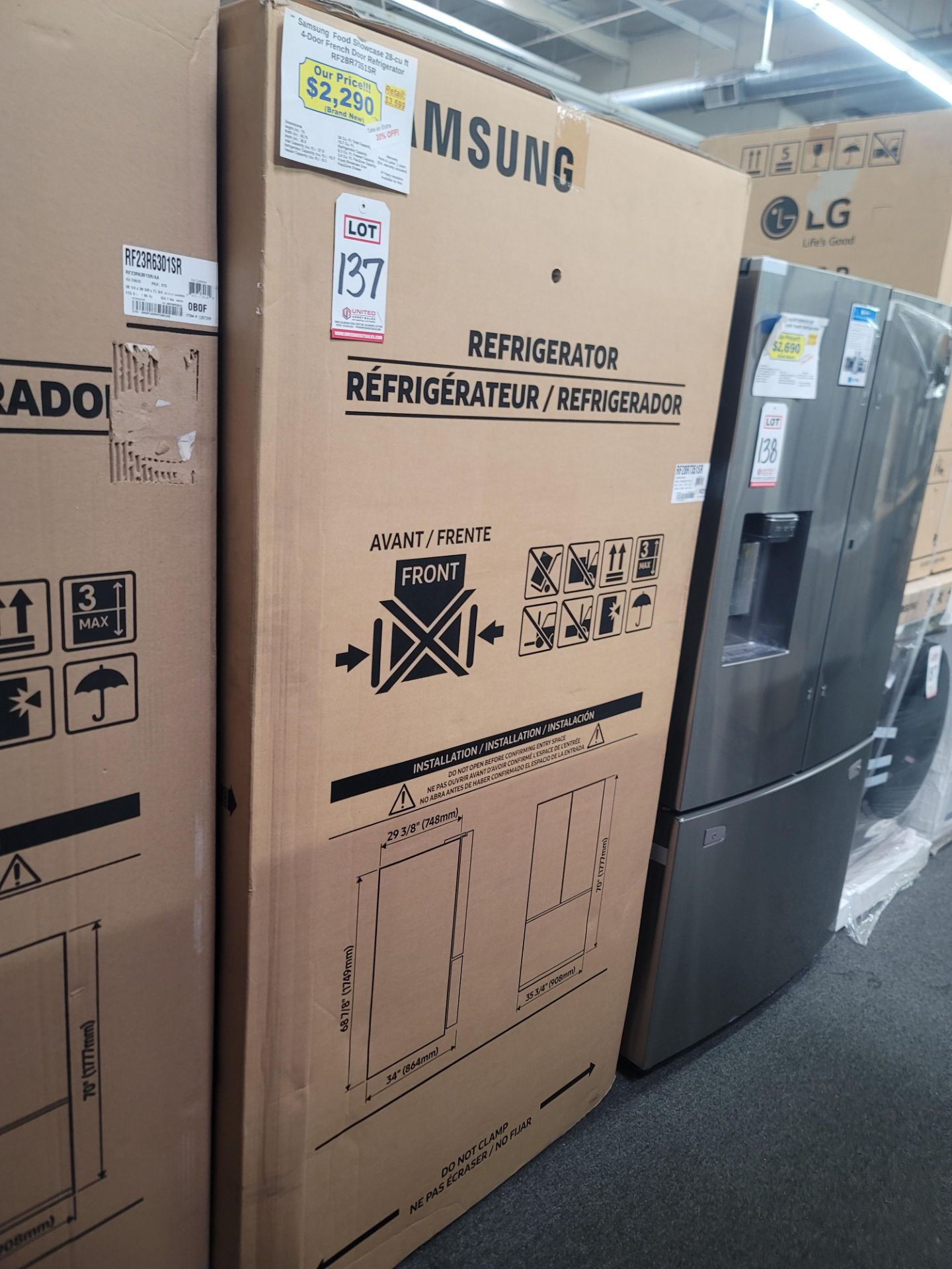 SAMSUNG FOOD SHOWCASE 4-DOOR FRENCH DOOR 15.7 CU. FT. REFRIGERATOR, 8.3 CU. FT. FREEZER / 28 CU. FT.