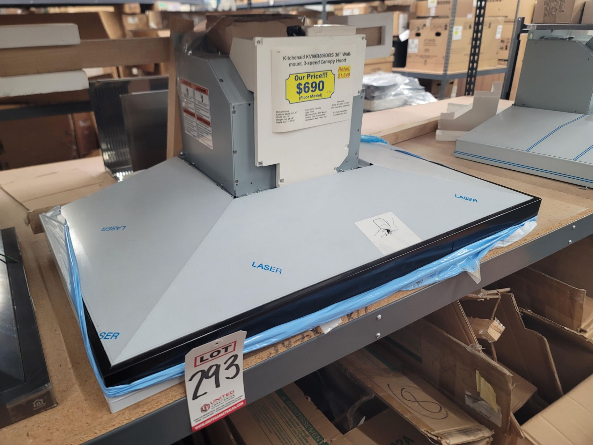 KITCHENAID 36" WALL MOUNT 3-SPEED CANOPY RANGE HOOD IN BLACK, MODEL KVWB606DBS