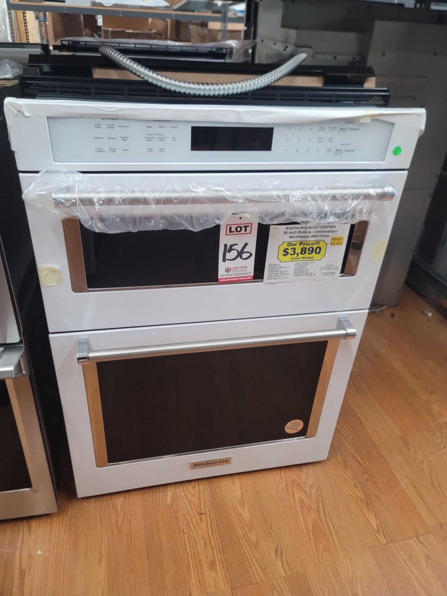 KITCHENAID 30" BUILT-IN COMBINATION MICROWAVE & WALL OVEN IN WHITE AND CHROME, CAPACITY: MICRO 1.4