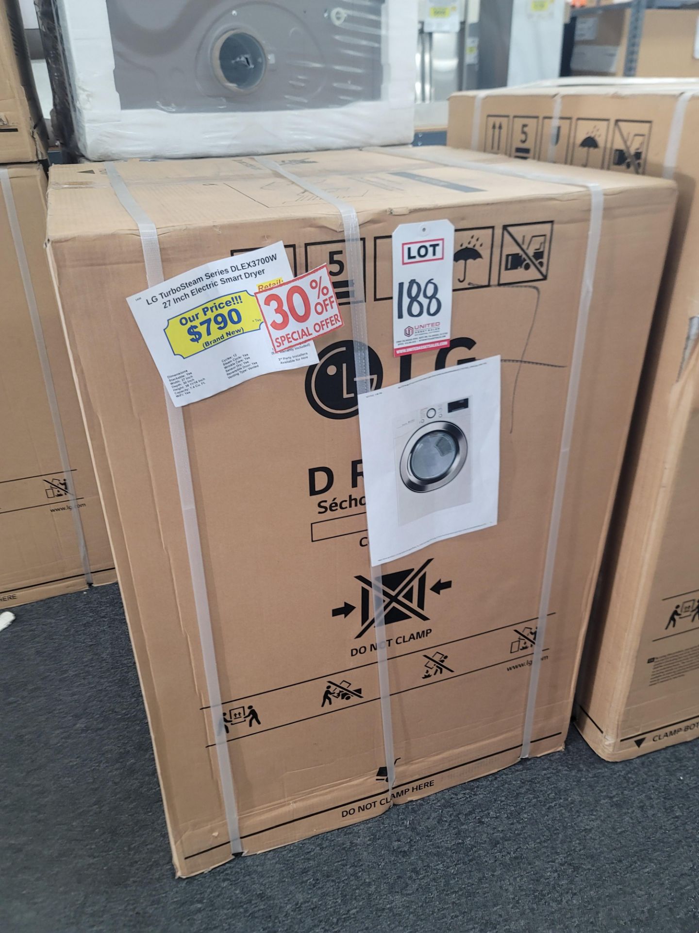 LG TURBOSTEAM SERIES 27" ELECTRIC SMART DRYER IN WHITE, 7.4 CU. FT. CAPACITY, STACKABLE, MODEL