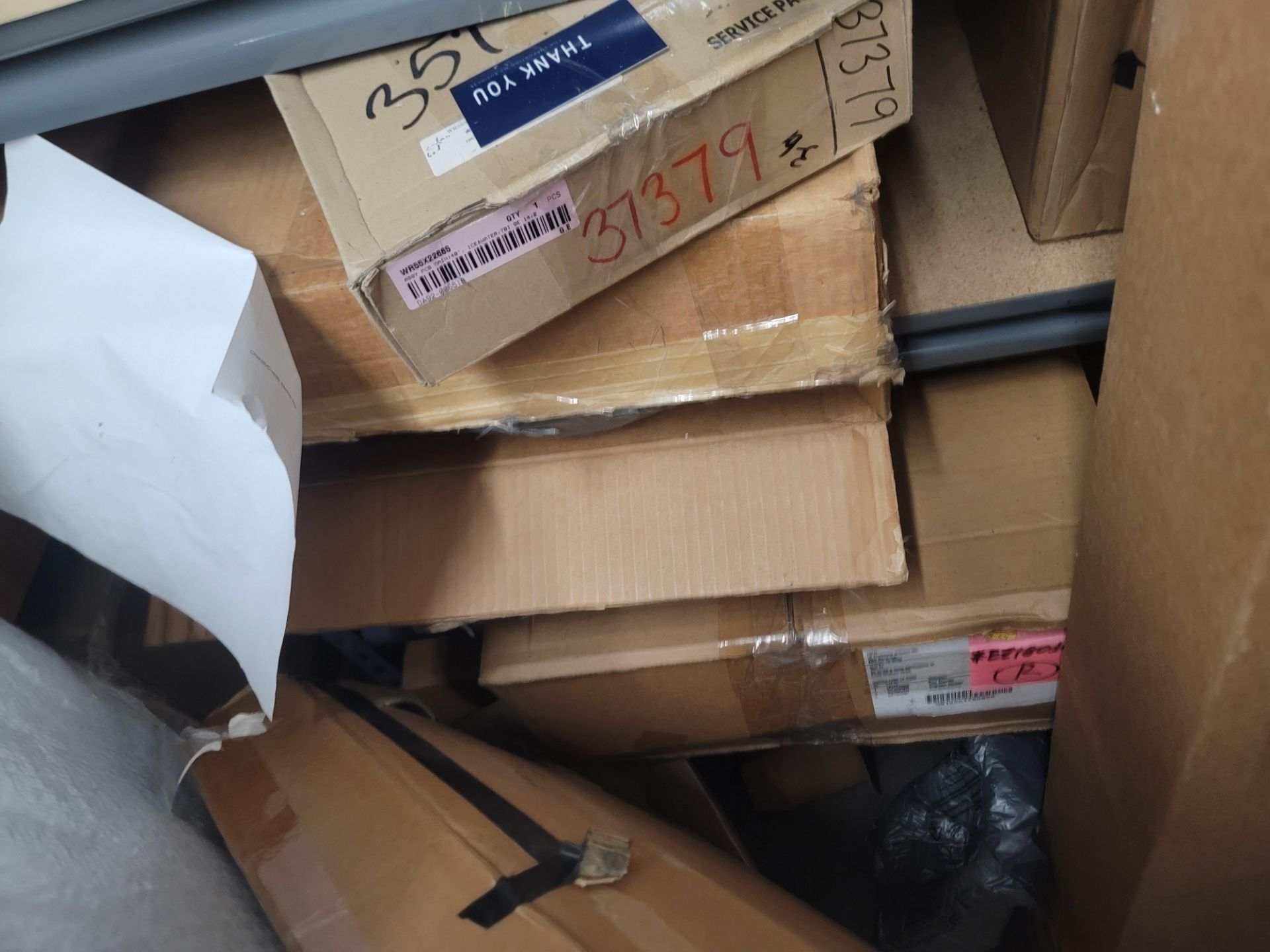 LOT - CONTENTS OF CORNER AREA, TO INCLUDE SHELF UNIT FULL OF APPLIANCE REPLACEMENT PARTS AND ALL - Image 20 of 21