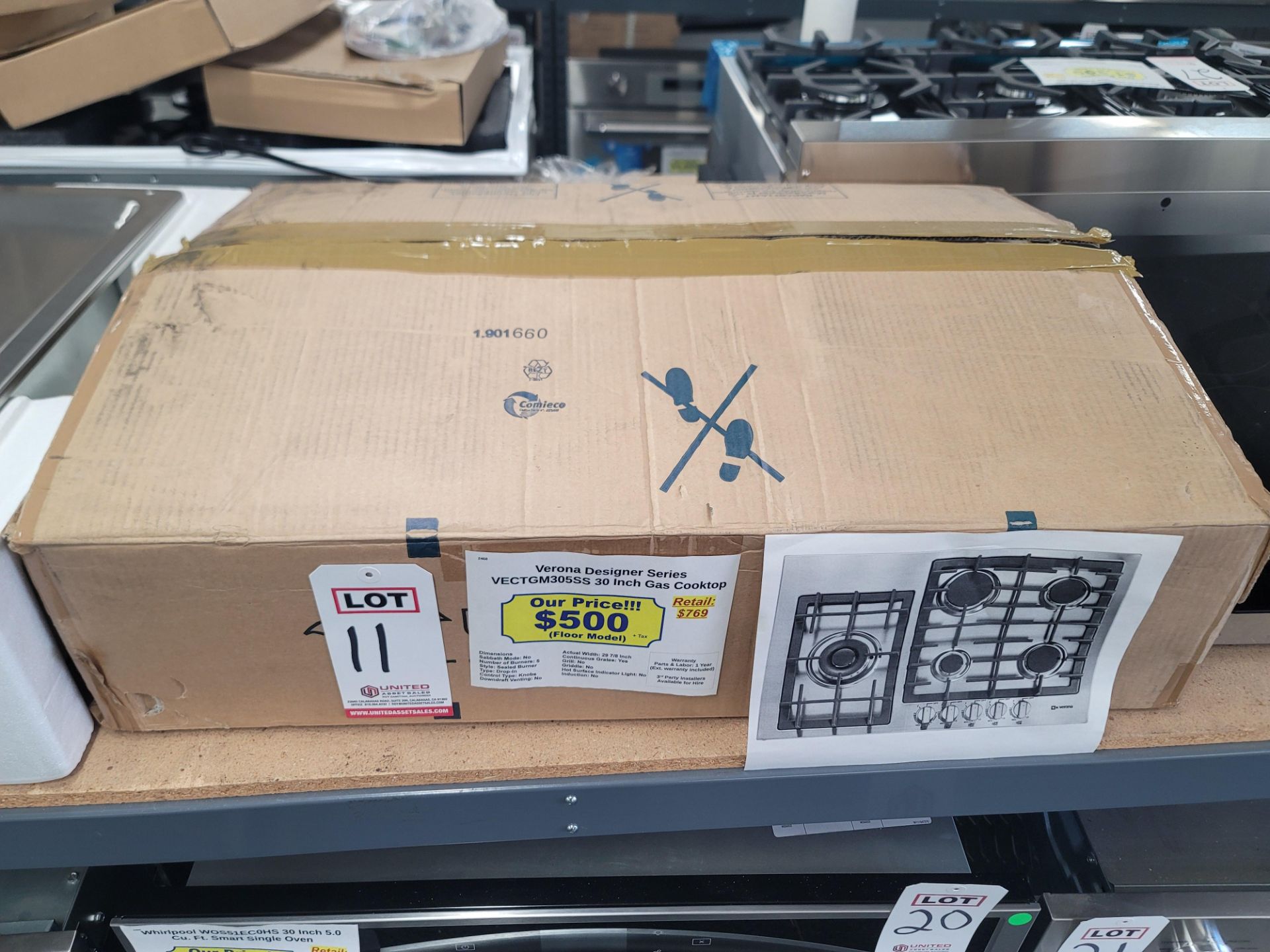 VERONA DESIGNER SERIES 30" GAS COOKTOP W/ (5) BURNERS IN STAINLESS STEEL, MODEL VECTGM305SS