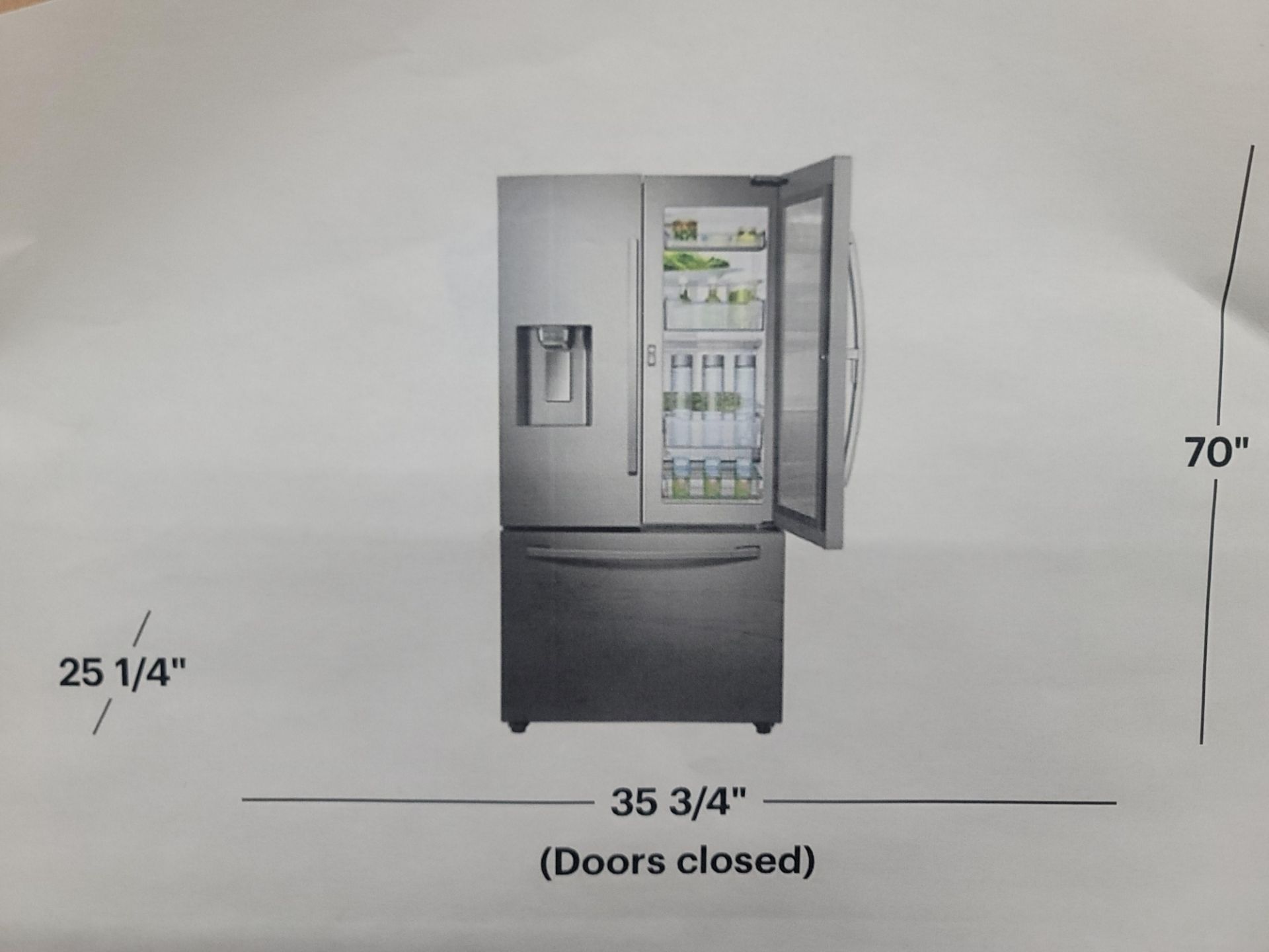 SAMSUNG 36" COUNTER DEPTH FRENCH DOOR 15.6 CU. FT. REFRIGERATOR / 6.9 CU. FT. FREEZER / 22.5 CU. FT. - Image 2 of 3