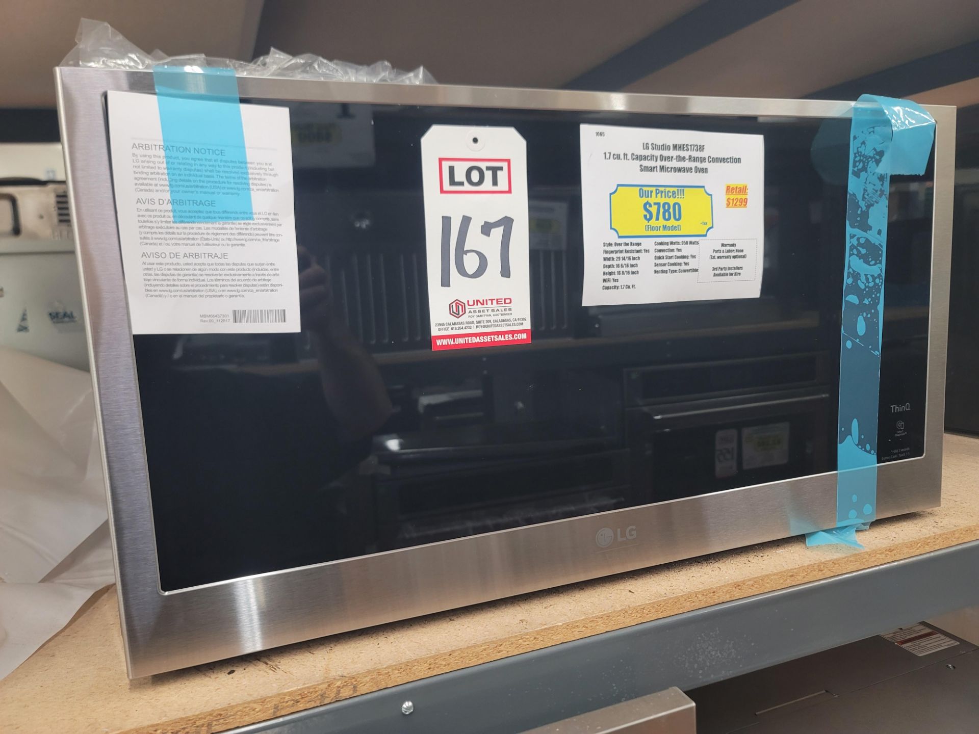 LG STUDIO 30" OVER-THE-RANGE CONVECTION SMART MICROWAVE OVEN IN STAINLESS STEEL, 1.7 CU. FT.