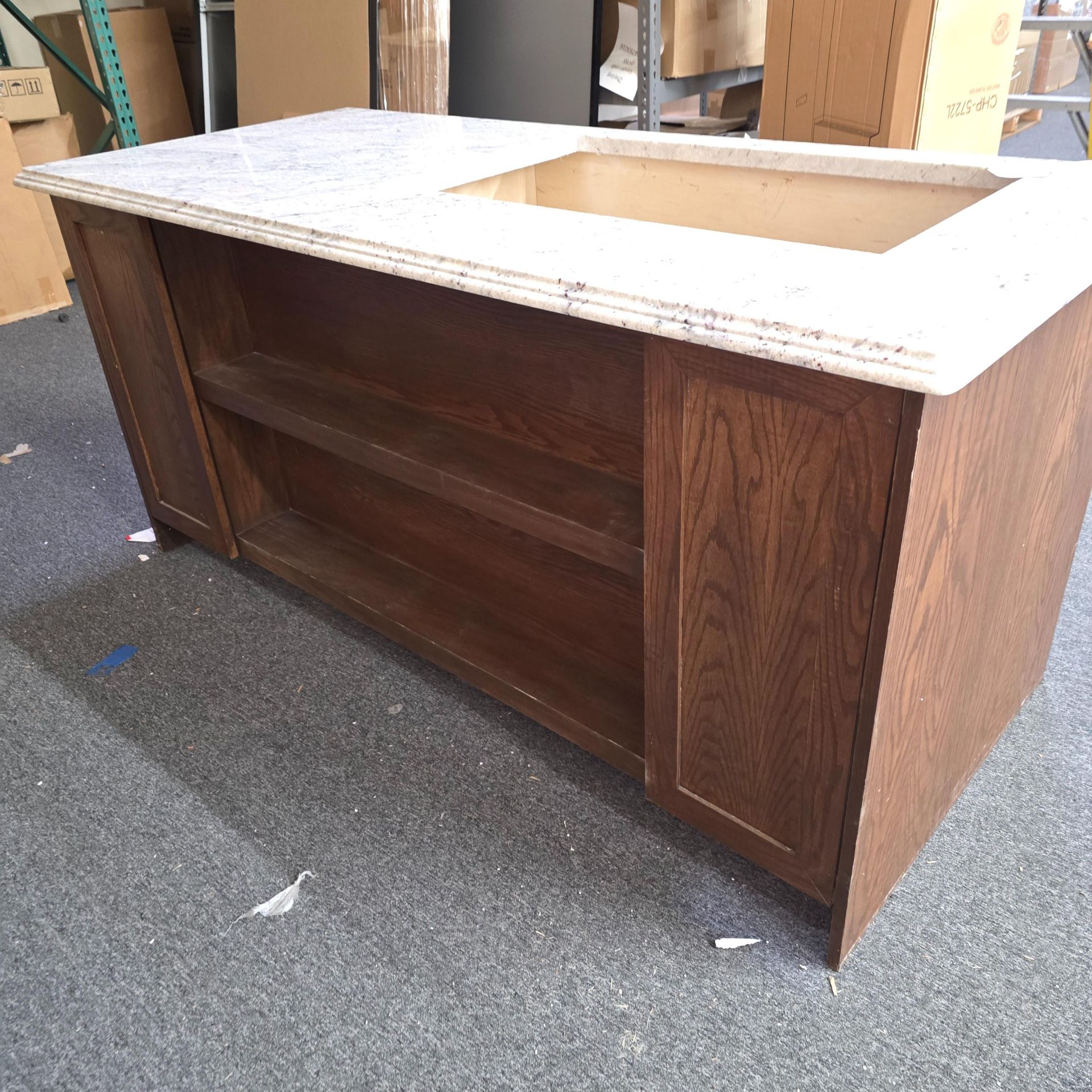 BROWN ISLAND CABINET BUILT FOR 24" DISHWASHER OR TRASH COMPACTOR, W/ 75-1/2" X 34-1/2" X 1-1/4" - Image 4 of 5