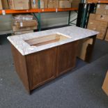 BROWN ISLAND CABINET BUILT FOR 24" DISHWASHER OR TRASH COMPACTOR, W/ 75-1/2" X 34-1/2" X 1-1/4"