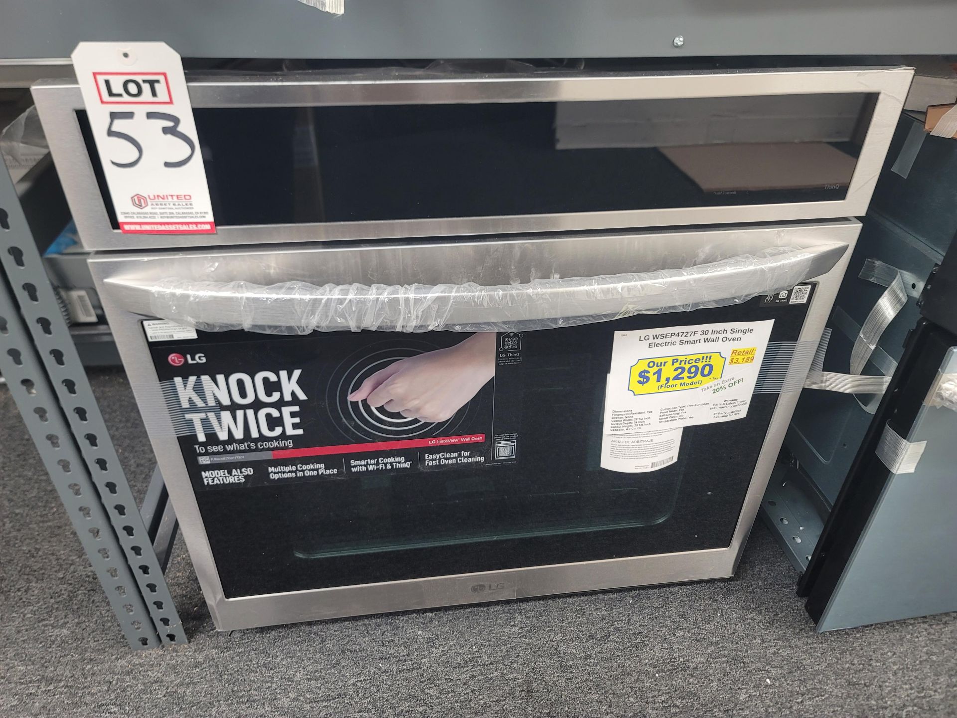 LG 30" SINGLE ELECTRIC SMART WALL OVEN W/ 4.7 CU. FT. CAPACITY IN STAINLESS STEEL, MODEL WSEP4727F