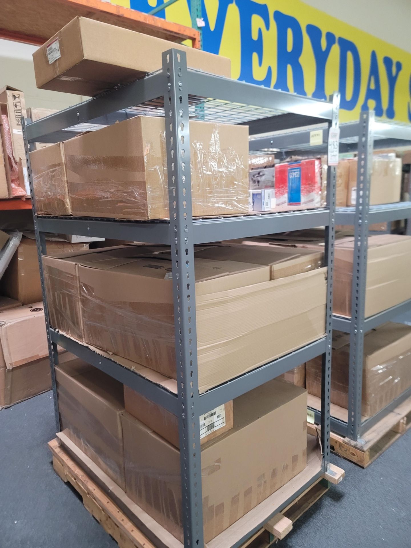 LOT - SHELF UNIT, 3' X 4', W/ CONTENTS OF CAR PARTS