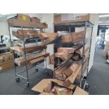 LOT - (2) WIRE RACKS ON CASTERS, CONTENTS NOT INCLUDED, (DELAYED PICKUP UNTIL WEDNESDAY, FEBRUARY