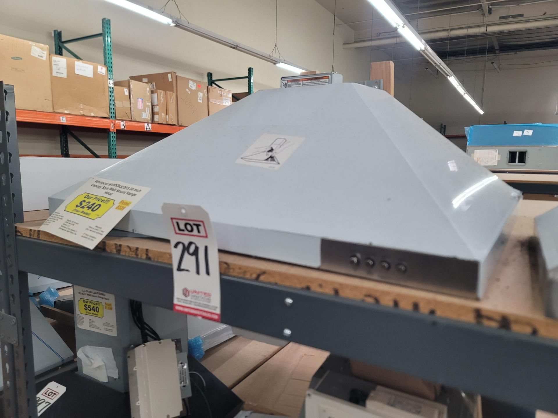 WHIRLPOOL 30" CANOPY STYLE WALL MOUNT RANGE HOOD, MODEL WVW53UC0FS