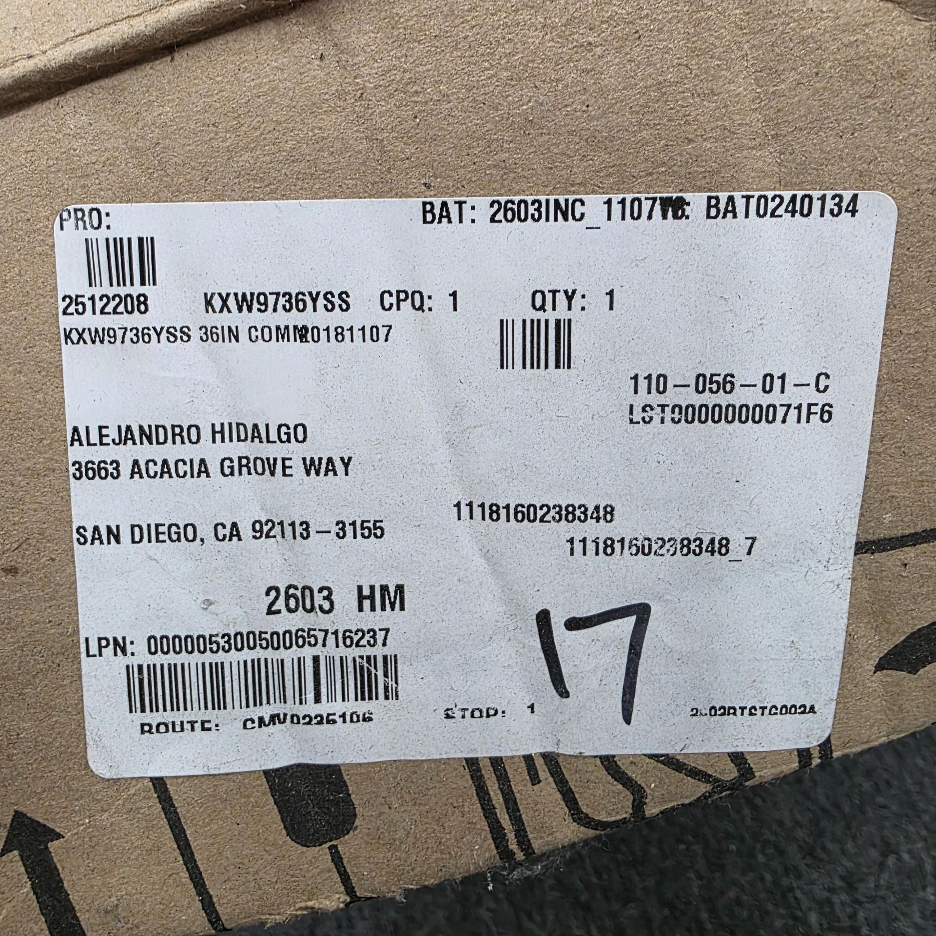 KITCHENAID 36" WALL MOUNT CHIMNEY RANGE HOOD, MODEL KXW9736YSS, IN ORIGINAL CARTON - Image 2 of 4