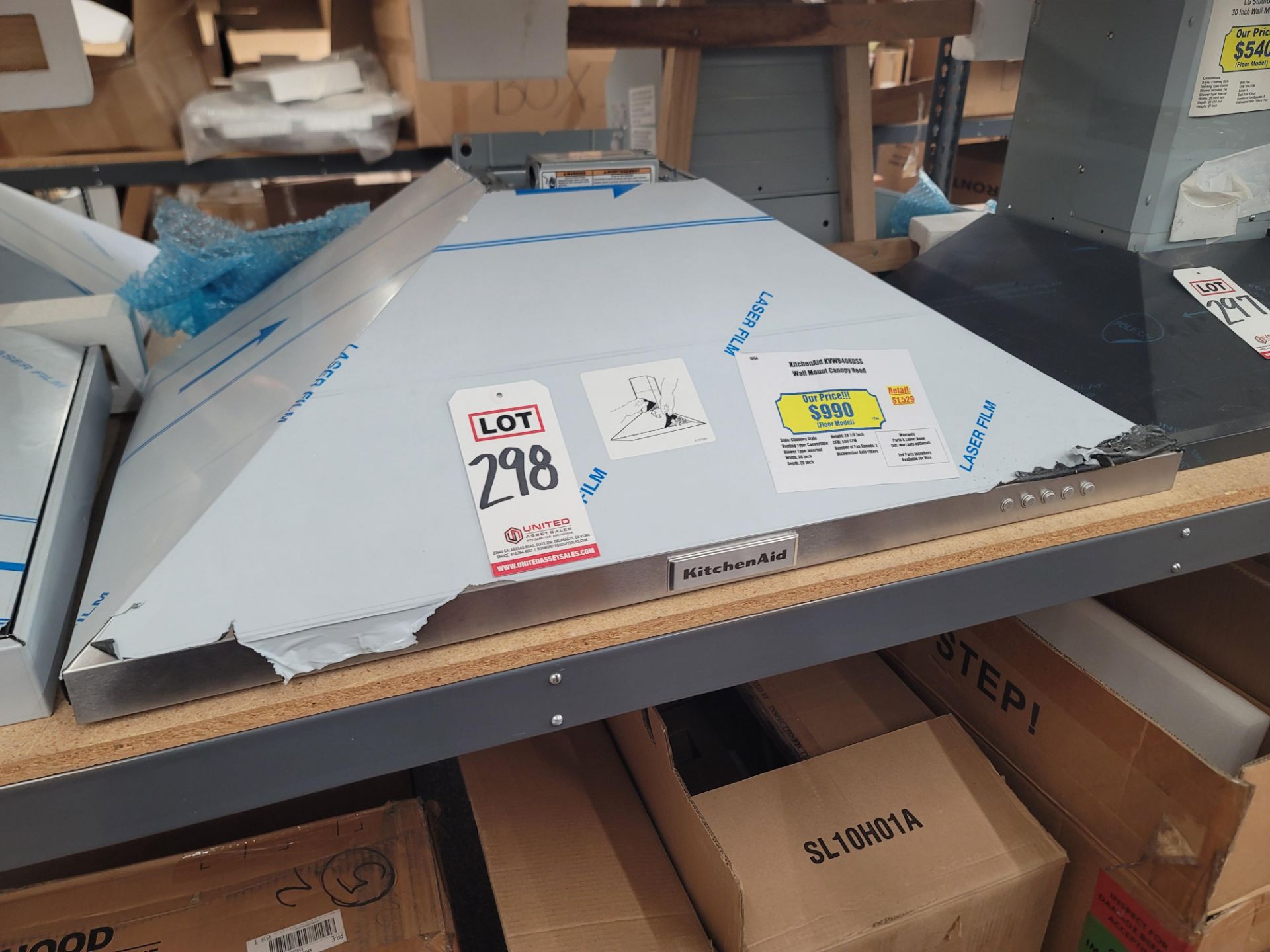 KITCHENAID 36" WALL MOUNT CANOPY HOOD, MODEL KVWB406DSS