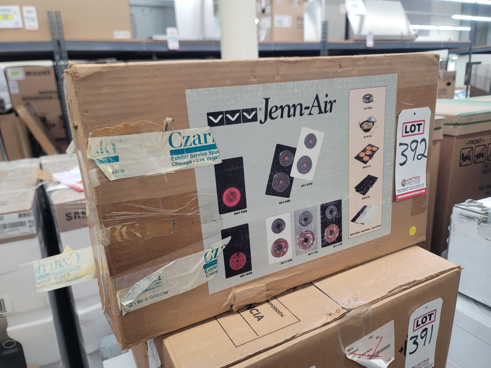 JENNAIR DUAL ELECTRIC BURNER IN BLACK, MODEL AS130B, IN ORIGINAL CARTON