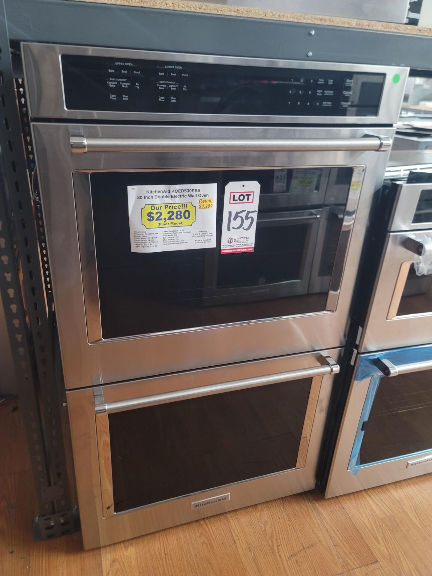 KITCHENAID 30" DOUBLE ELECTRIC WALL OVEN IN STAINLESS STEEL, CAPACITY: UPPER 5.0 CU. FT. / LOWER 5.0