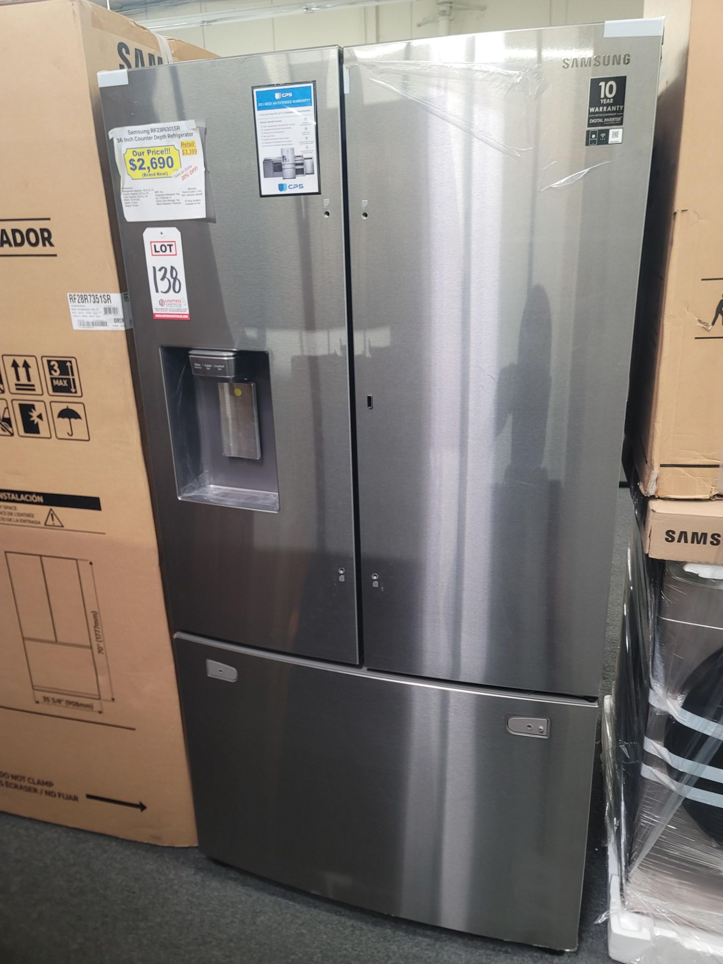 SAMSUNG 36" COUNTER DEPTH FRENCH DOOR 15.6 CU. FT. REFRIGERATOR / 6.9 CU. FT. FREEZER / 22.5 CU. FT.