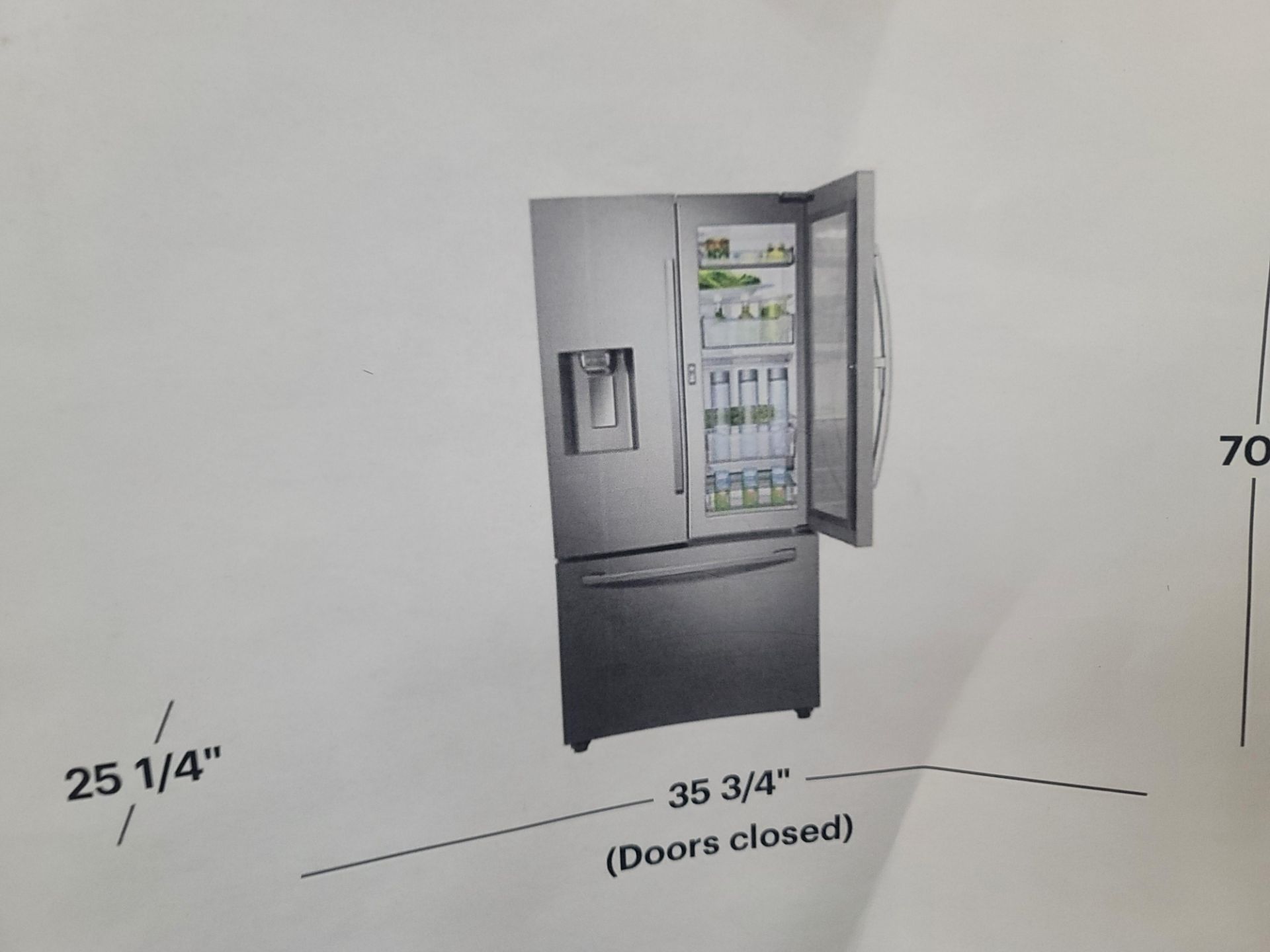 SAMSUNG 36" COUNTER DEPTH FRENCH DOOR 15.6 CU. FT. REFRIGERATOR / 6.9 CU. FT. FREEZER / 22.5 CU. FT. - Image 2 of 3