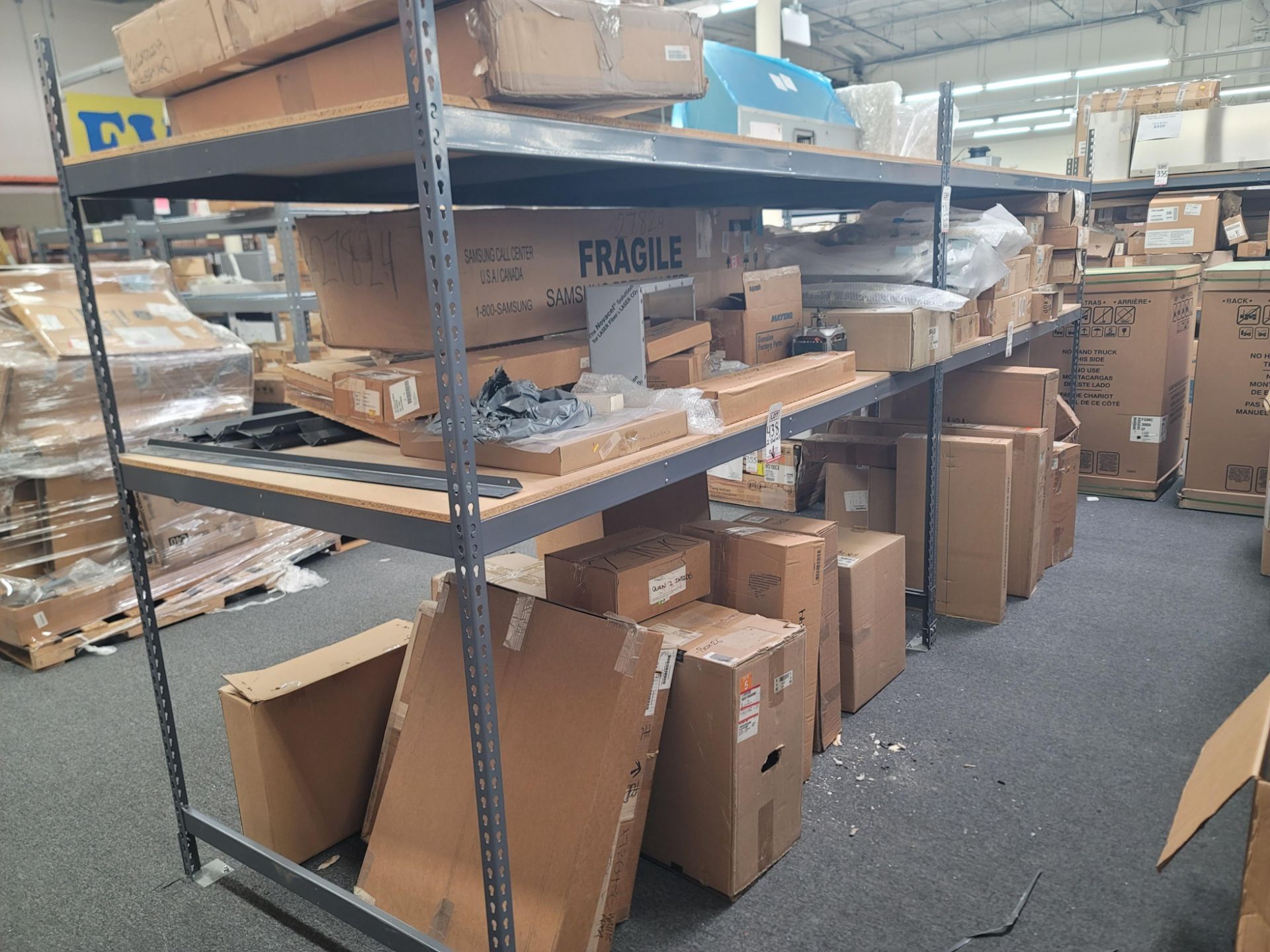 LOT - (2) SHELF UNITS, 8' X 4' X 7' HT, CONTENTS NOT INCLUDED, (DELAYED PICKUP UNTIL WEDNESDAY,