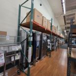 LOT - (10) 8' SECTIONS OF PALLET RACKING, APPROX. 8'-6" X 42" X 12" HT., PLYWOOD DECKING, CONTENTS