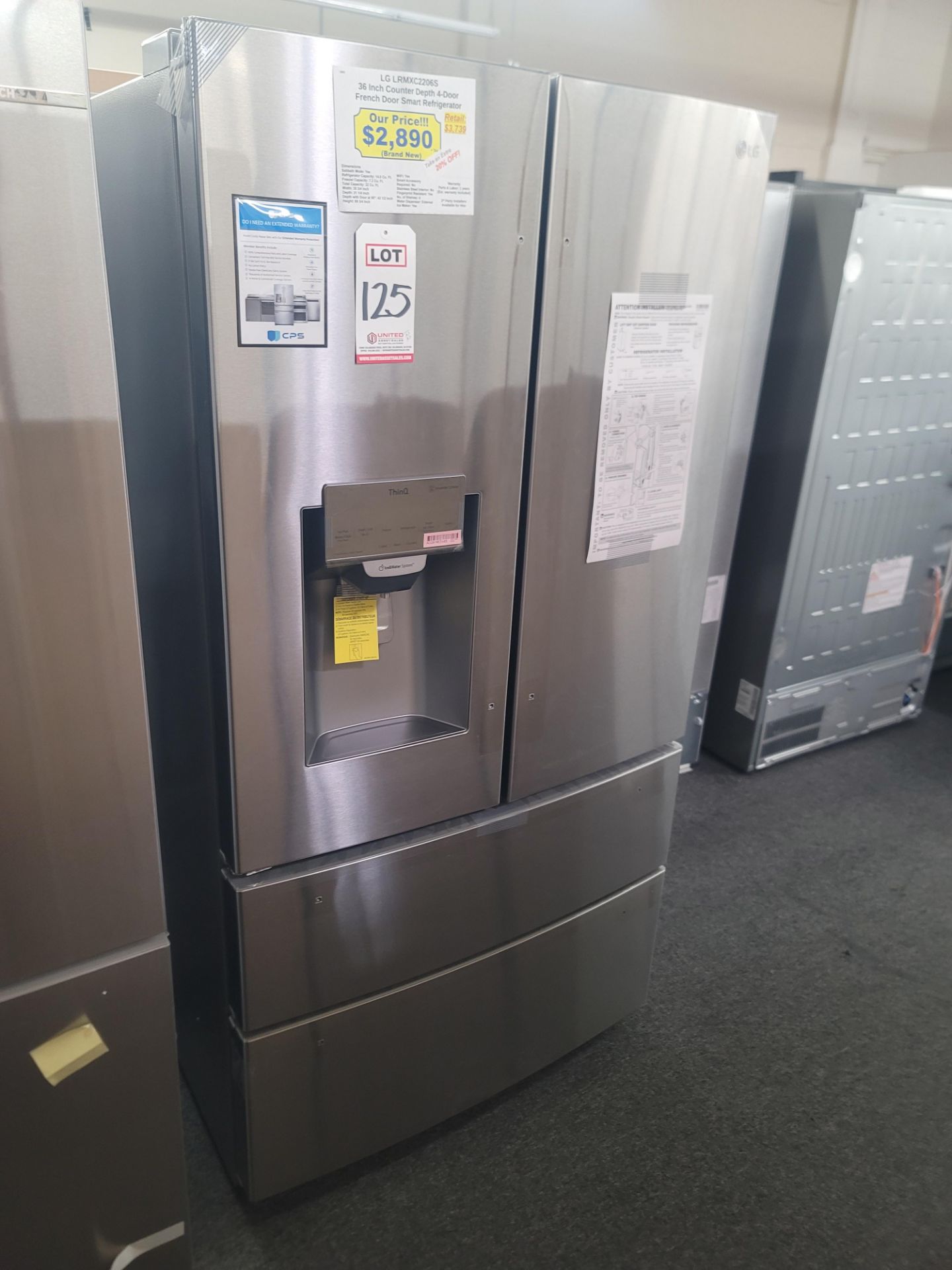 LG 36" SMART COUNTER DEPTH 4-DOOR FRENCH DOOR 14.8 CU. FT. REFRIGERATOR / 7.2 CU. FT. FREEZER / 22