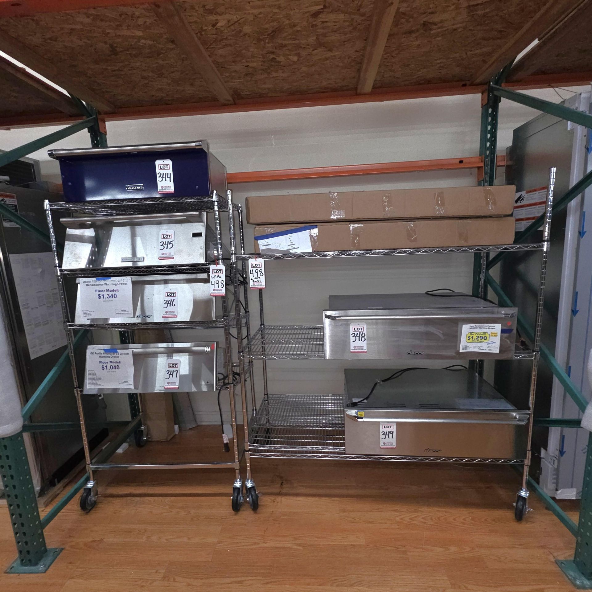 LOT - (2) WIRE RACKS: (1) 5' X 2' X 6' HT & (1) 3' X 2' X 6' HT, CONTENTS NOT INCLUDED, (DELAYED