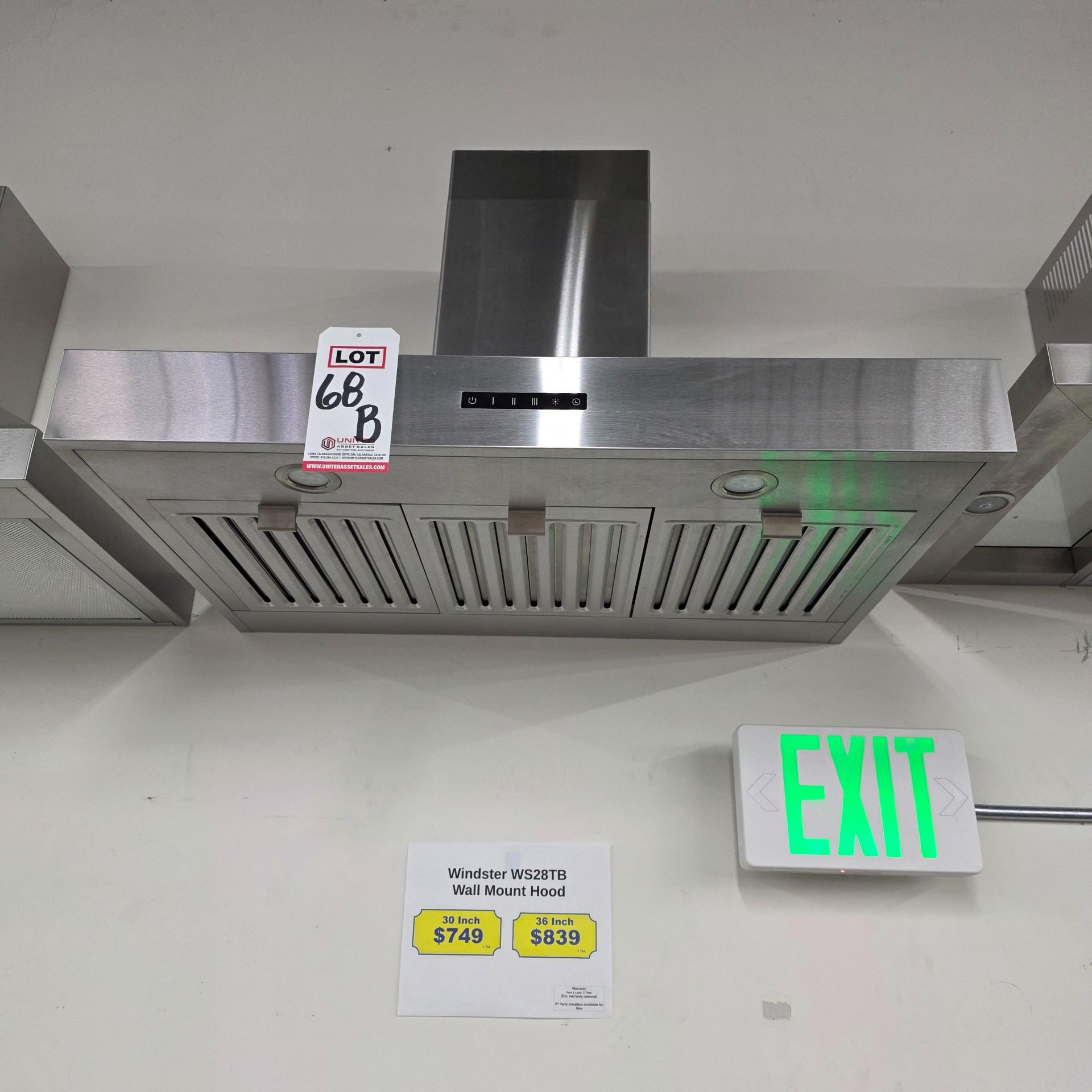 WINDSTER 36" WALL MOUNT HOOD, MODEL WS28TB, (NOTE: SHELL ONLY - NO INTERNAL PARTS, FOR DISPLAY