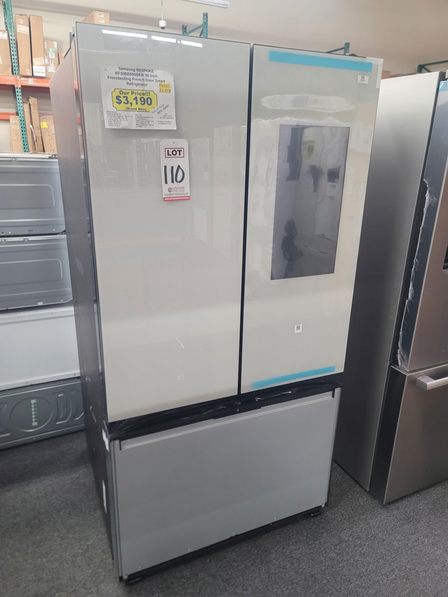 SAMSUNG BESPOKE 36" SMART FREESTANDING FRENCH DOOR 20.8 CU. FT. REFRIGERATOR / 9.0 CU. FT. FREEZER /