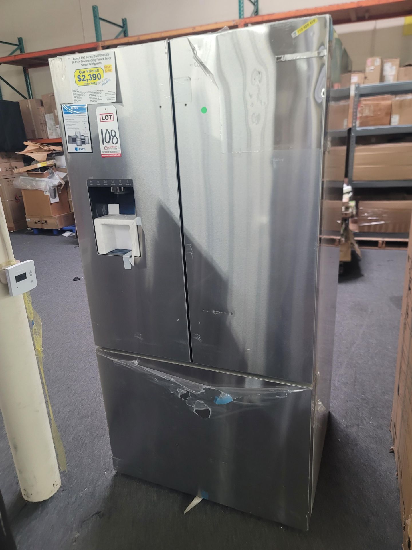 BOSCH 500 SERIES 36" SMART FREESTANDING FRENCH DOOR 18 CU. FT. REFRIGERATOR / 8 CU. FT. FREEZER / 26