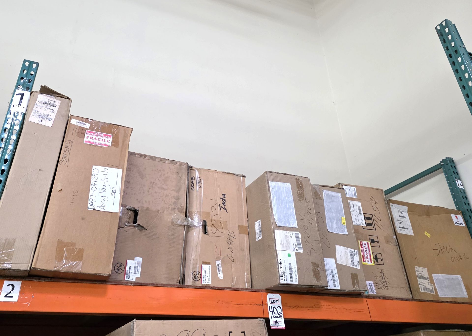 LOT - SHELF OF BOXED APPLIANCE REPLACEMENT PARTS, APPROX. (8) CARTONS