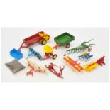 Britains Farm Implements A Group Of 12 To Include - Tipping Trailer, Manure Spreader, Vari-Spread...