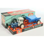 Britains 9630 Set To Include - (1) Ford Super Major Tractor - Blue and white ( some slight meltin...